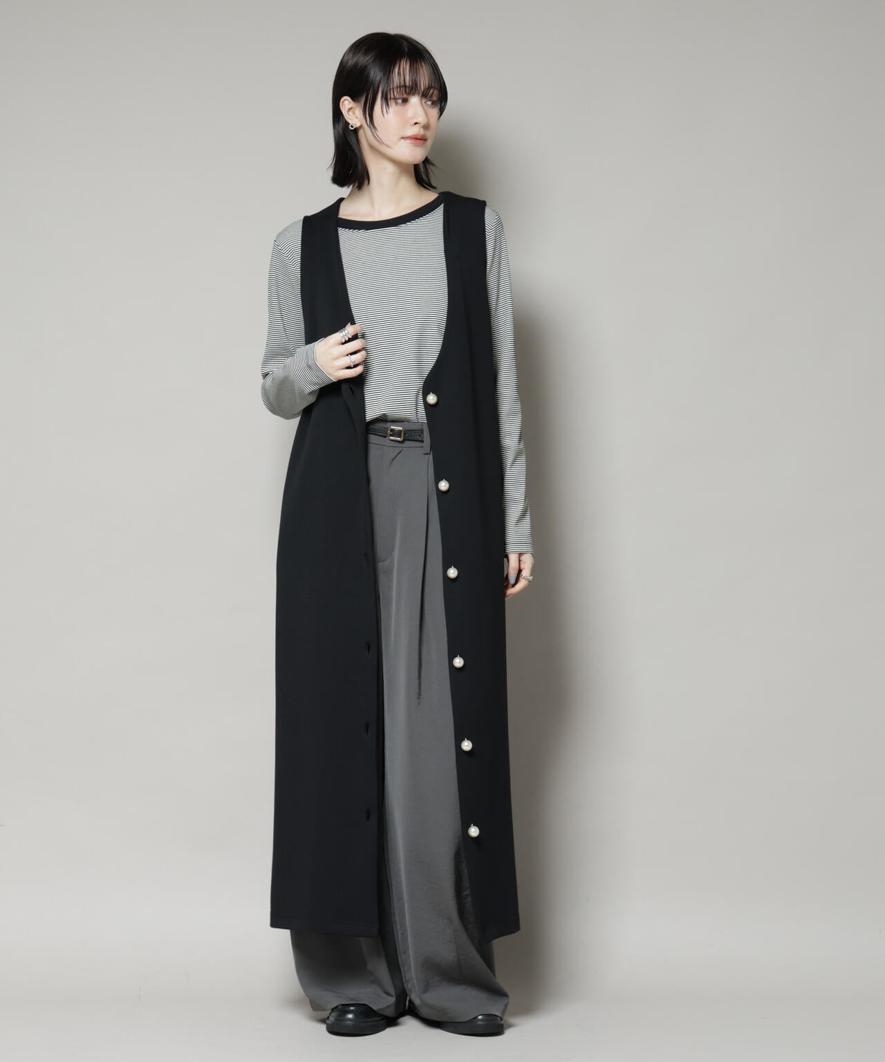 ジレワンピース×ファースリーブトップス アンサンブルセット