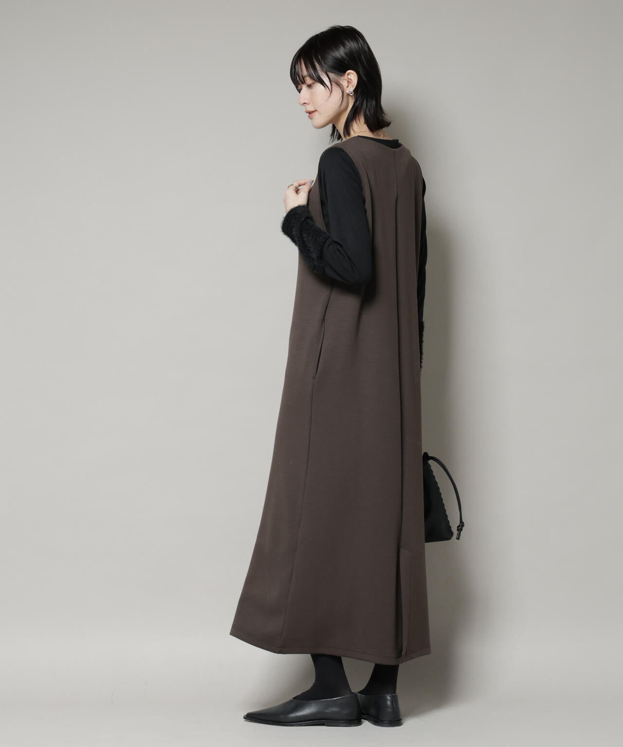 ジレワンピース×ファースリーブトップス アンサンブルセット