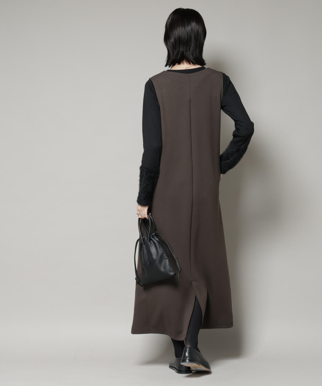 ジレワンピース×ファースリーブトップス アンサンブルセット