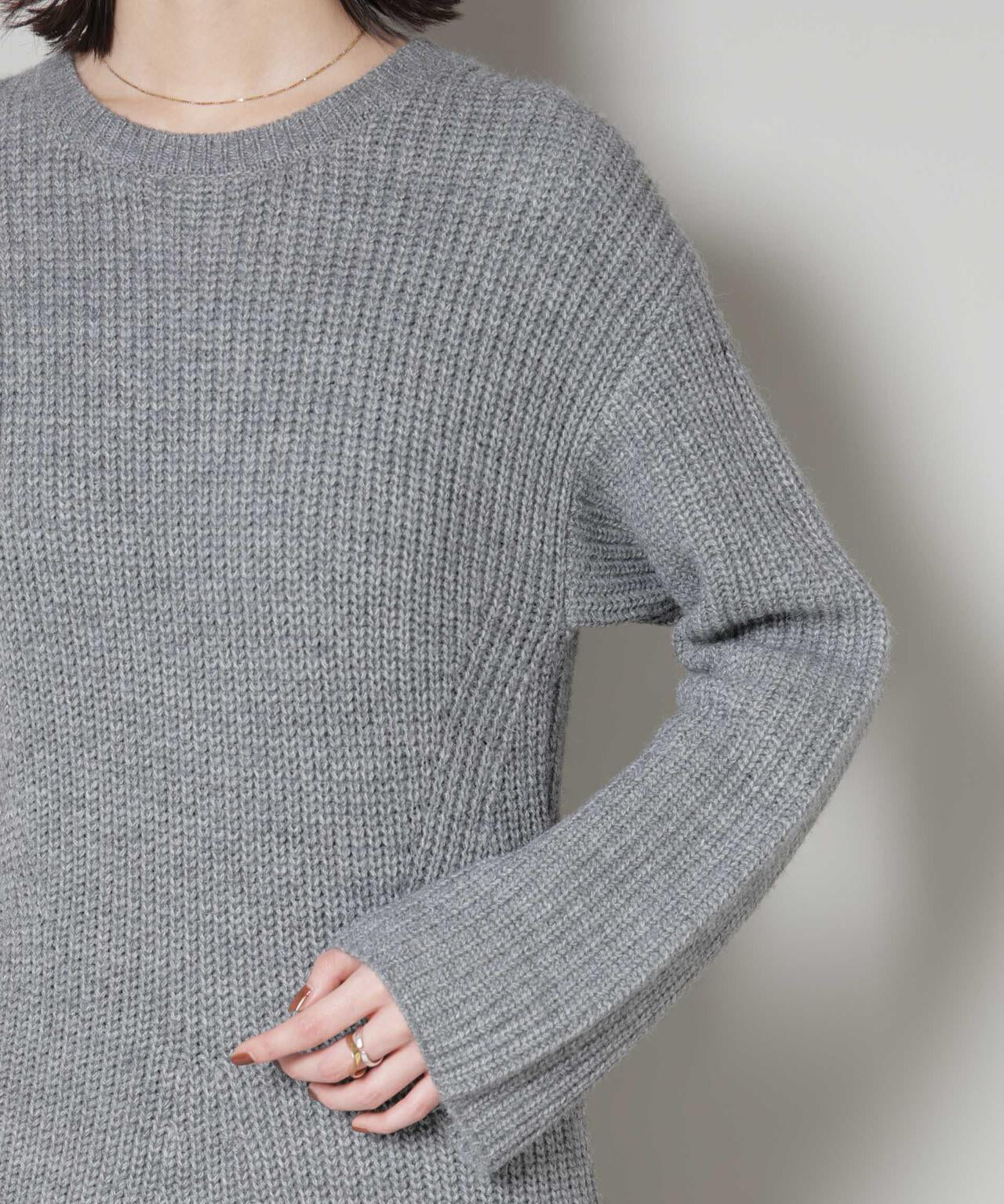 片畦フレアニットワンピース