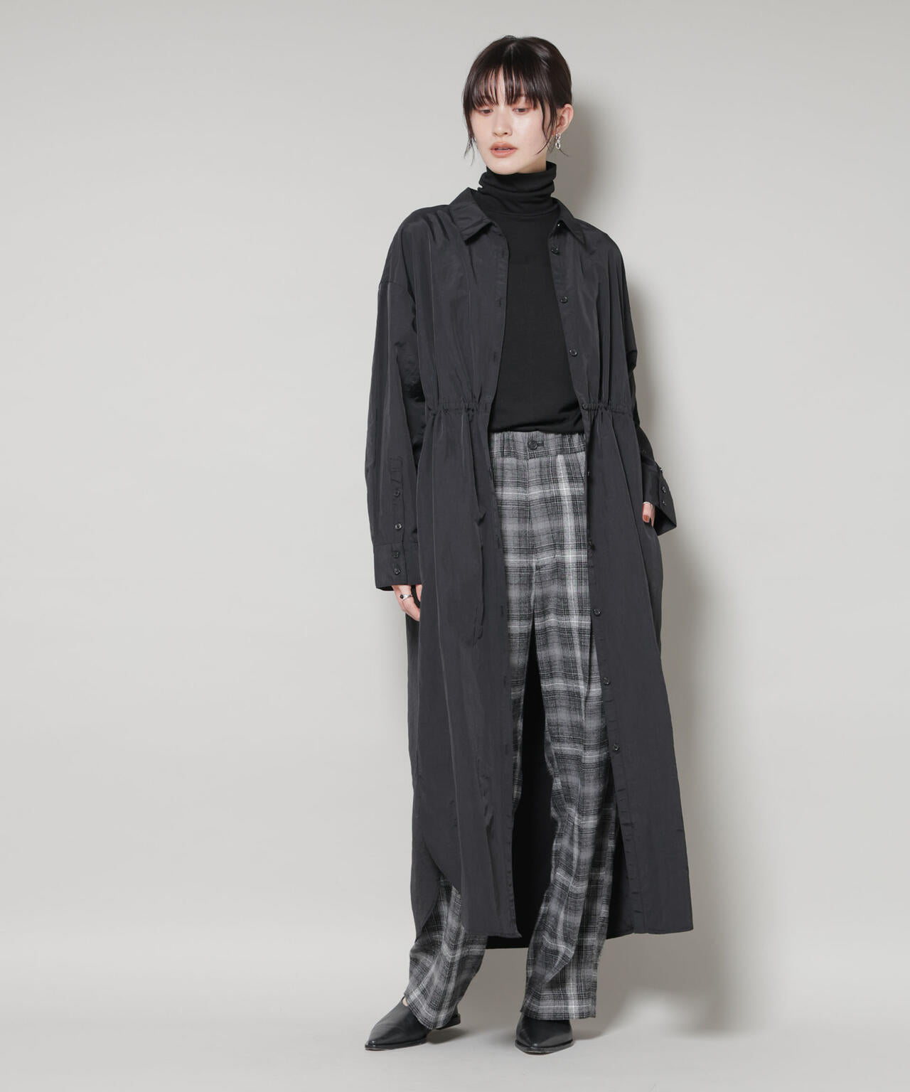 ナイロンタッサードロストシャツワンピース