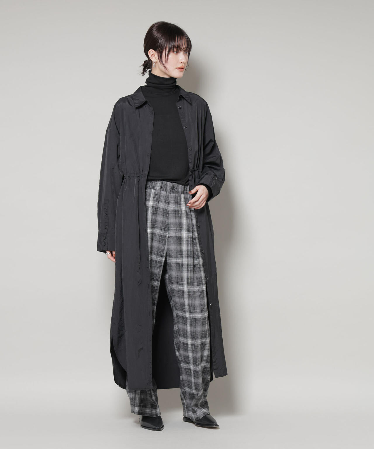 ナイロンタッサードロストシャツワンピース