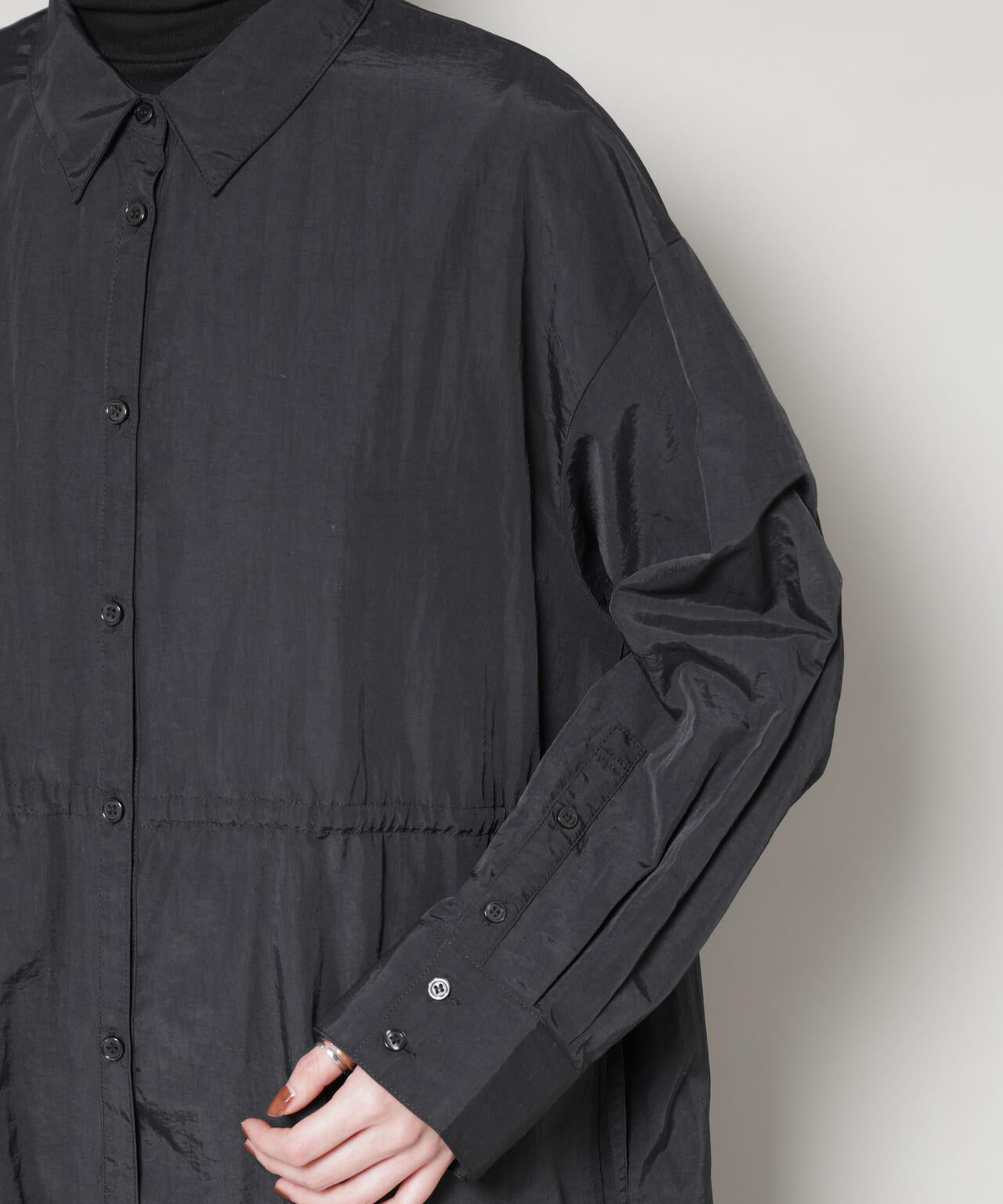 ナイロンタッサードロストシャツワンピース