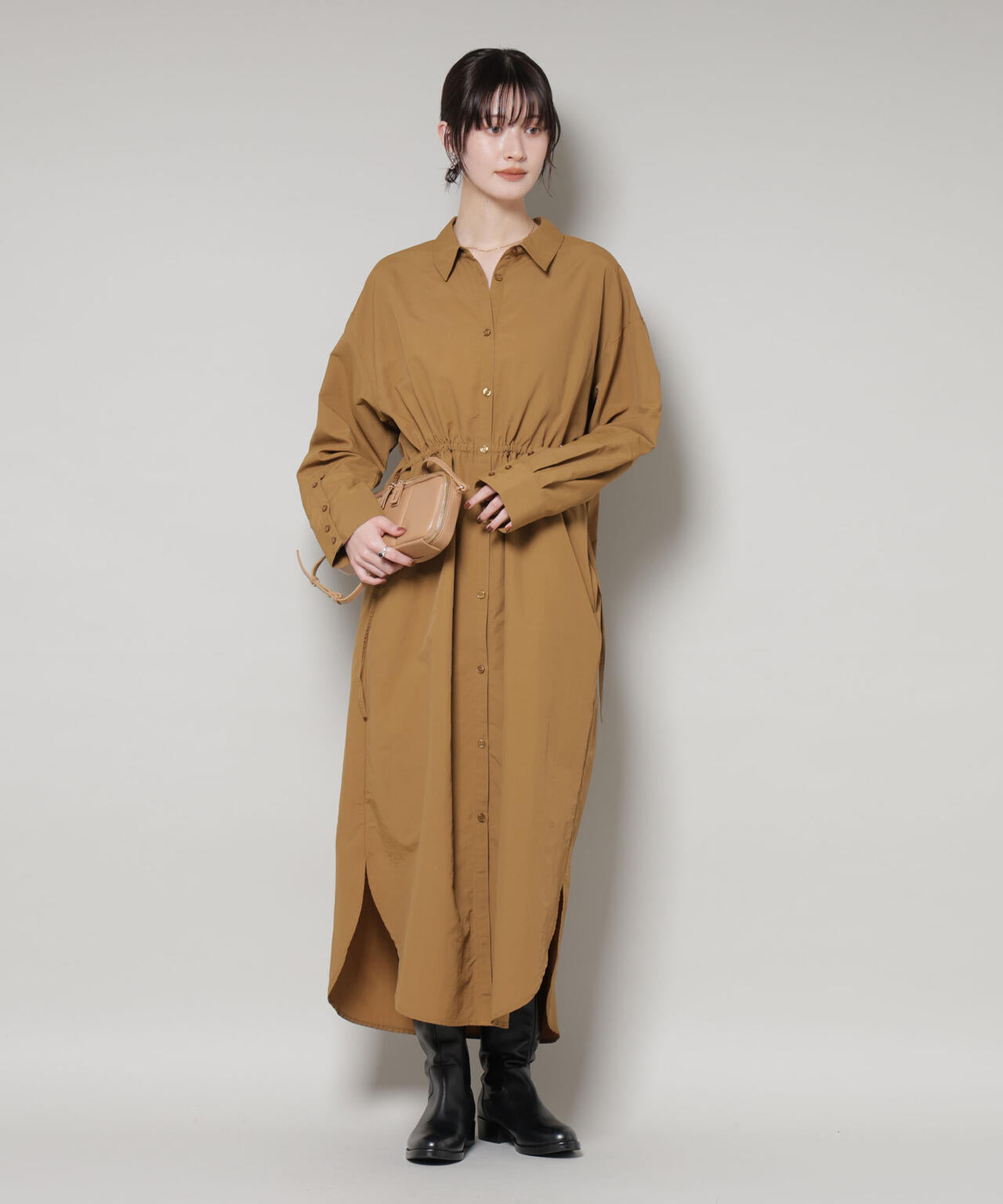 ナイロンタッサードロストシャツワンピース