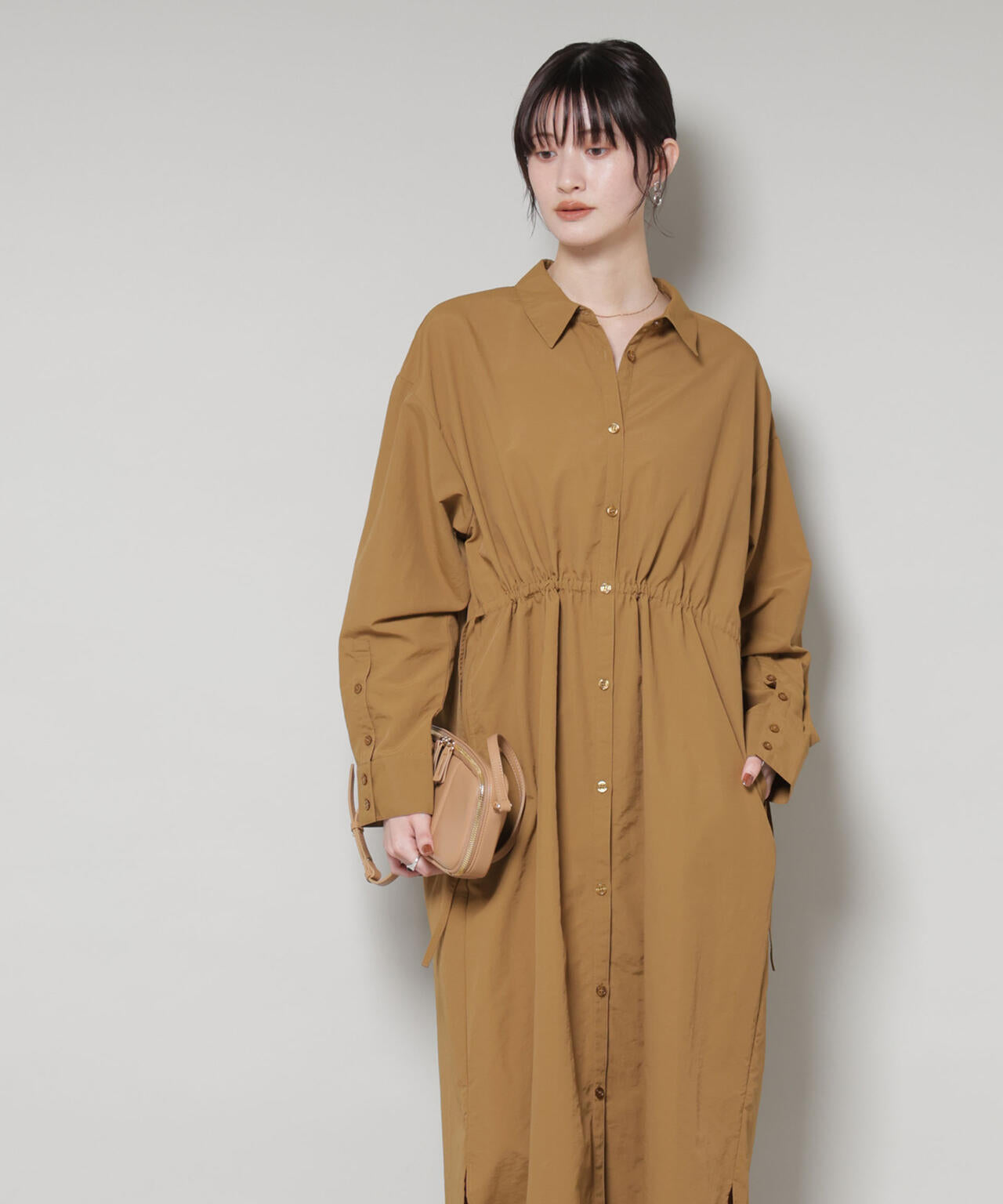 ナイロンタッサードロストシャツワンピース