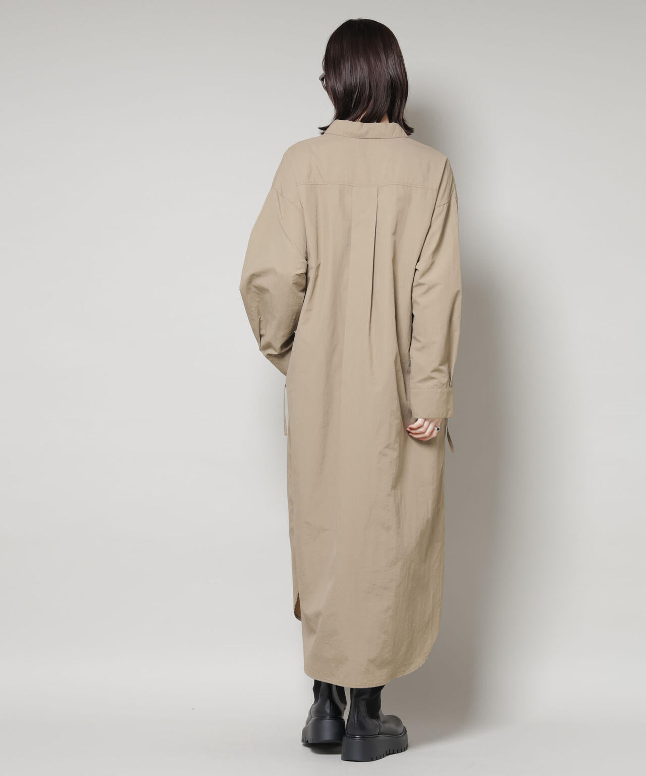 ナイロンタッサードロストシャツワンピース