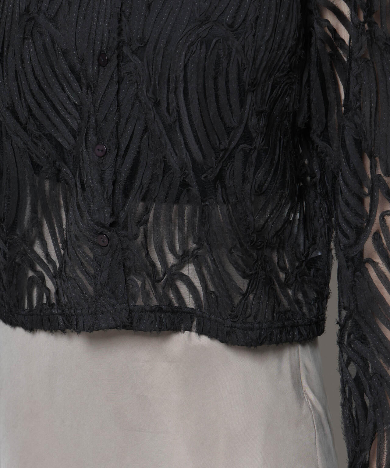 テープ刺繍チュール前後2wayカーディガン(セットアップ可)