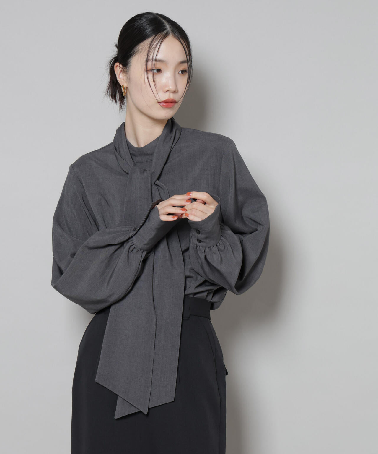 ボータイ取り外し可能2wayブラウス