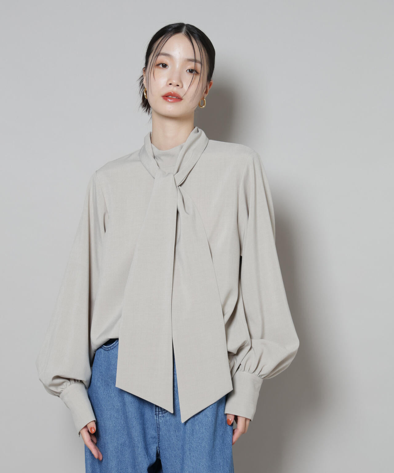 ボータイ取り外し可能2wayブラウス