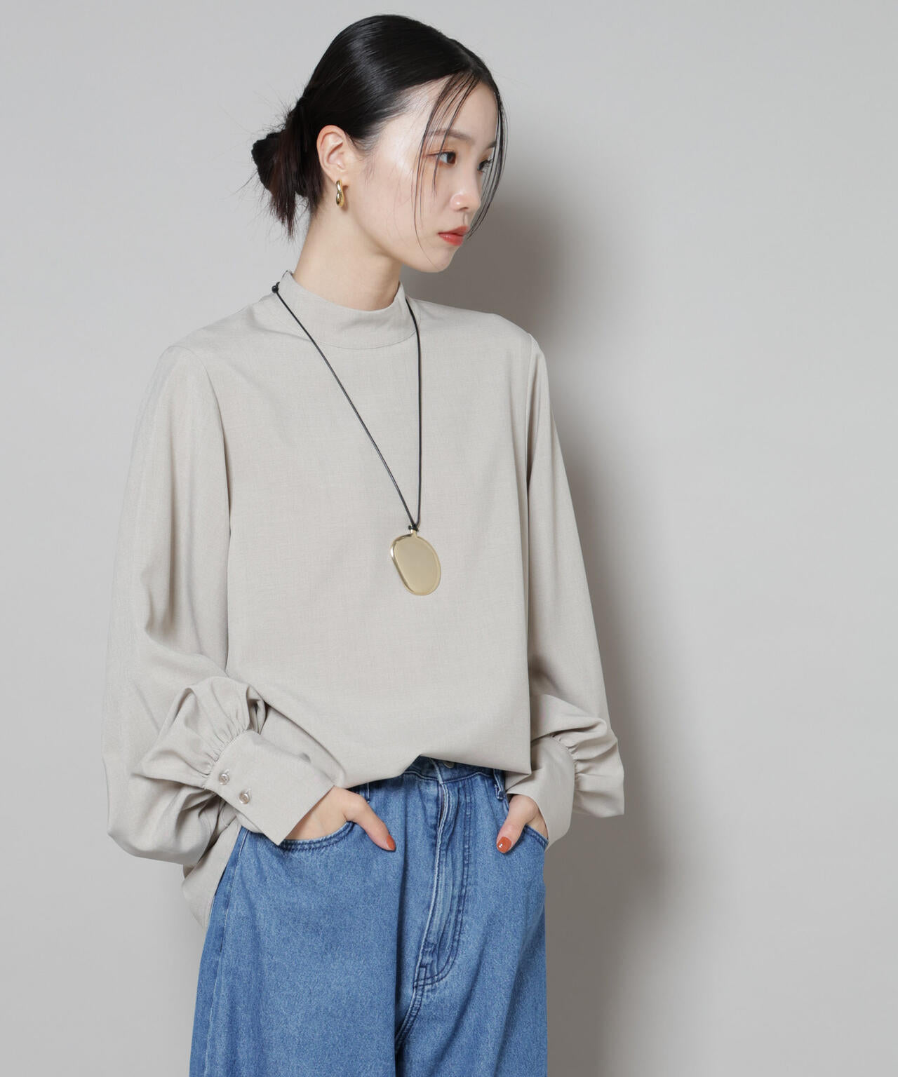 ボータイ取り外し可能2wayブラウス