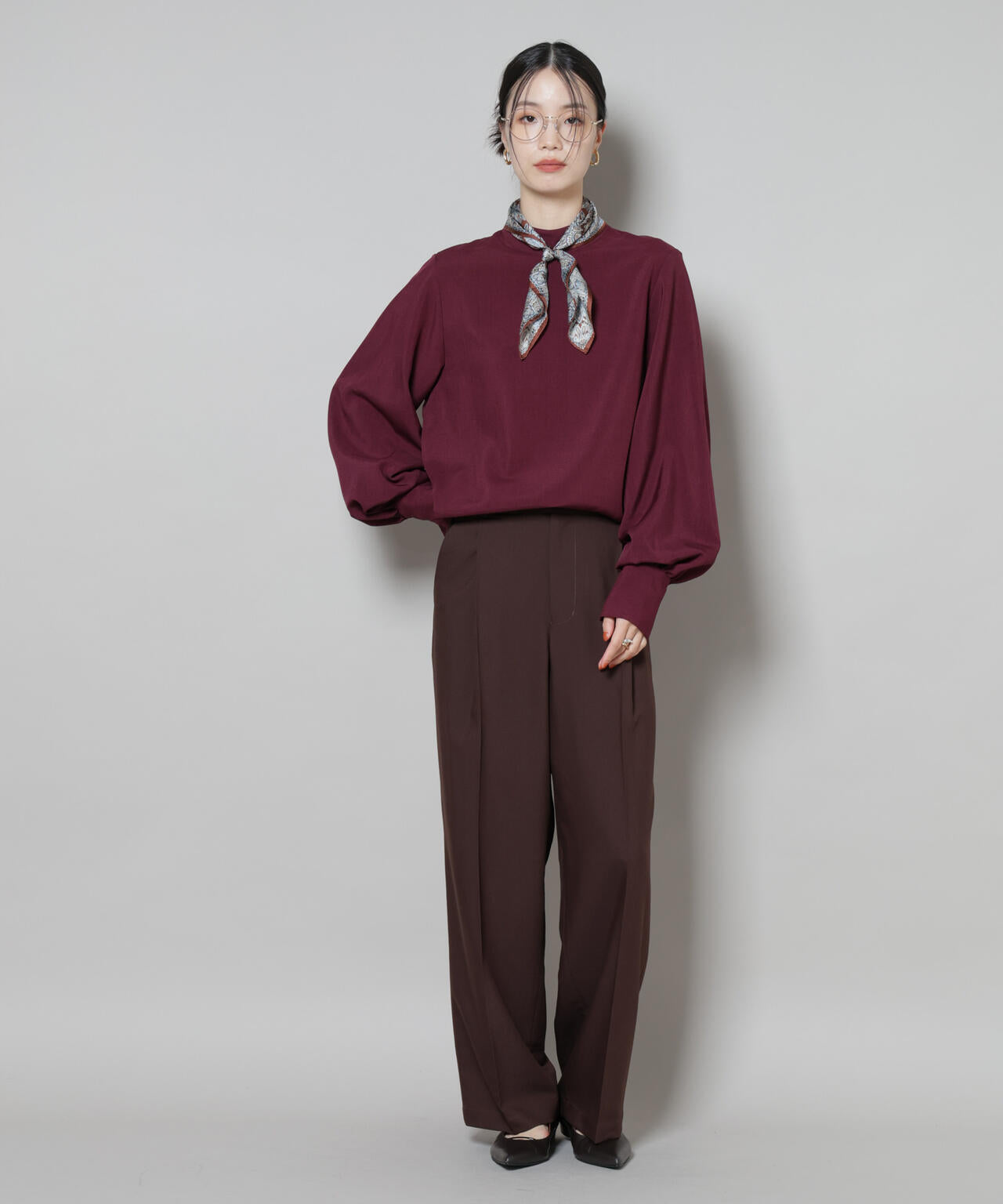 ボータイ取り外し可能2wayブラウス