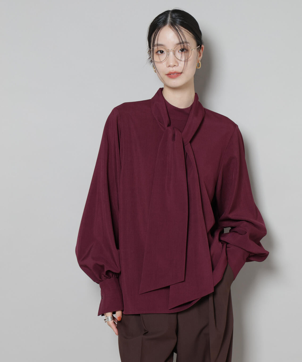 ボータイ取り外し可能2wayブラウス