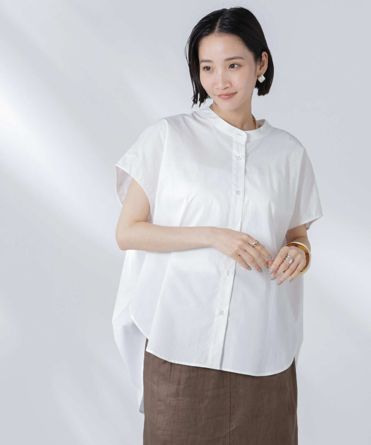 バックギャザーノースリーブブラウス