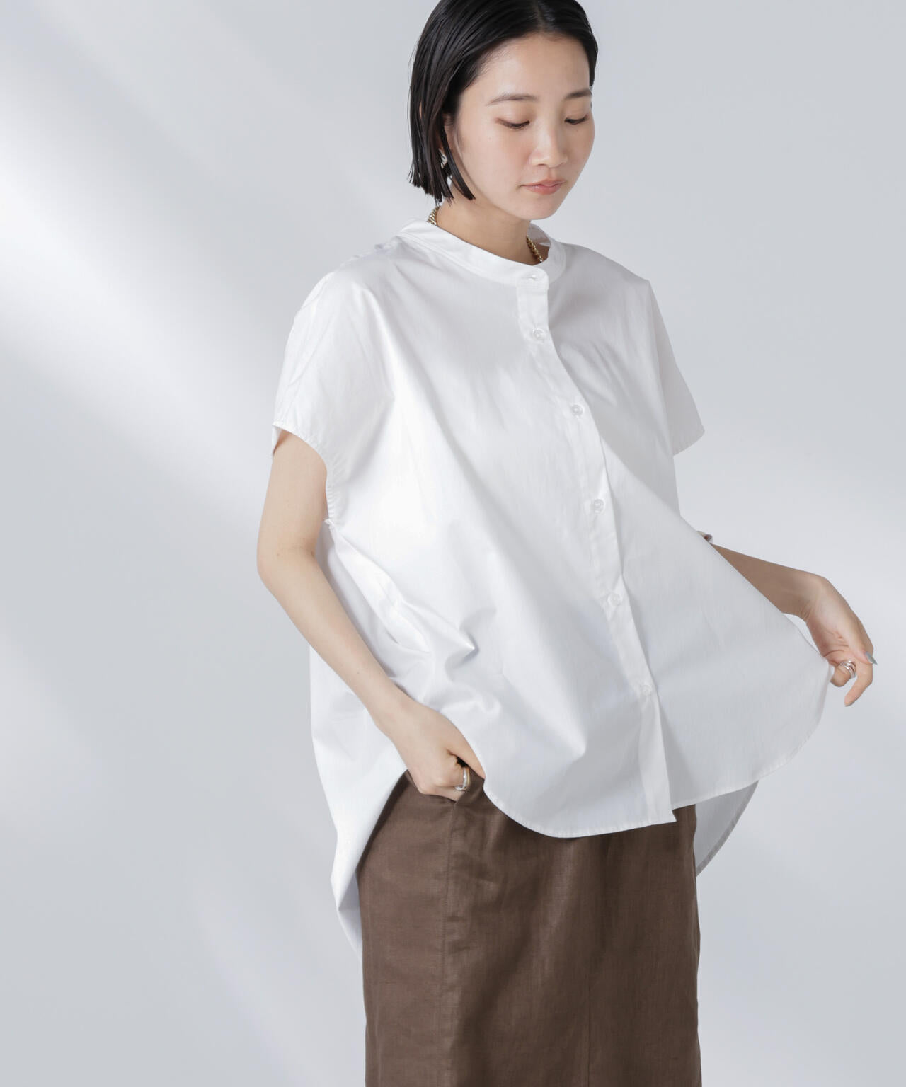 バックギャザーノースリーブブラウス