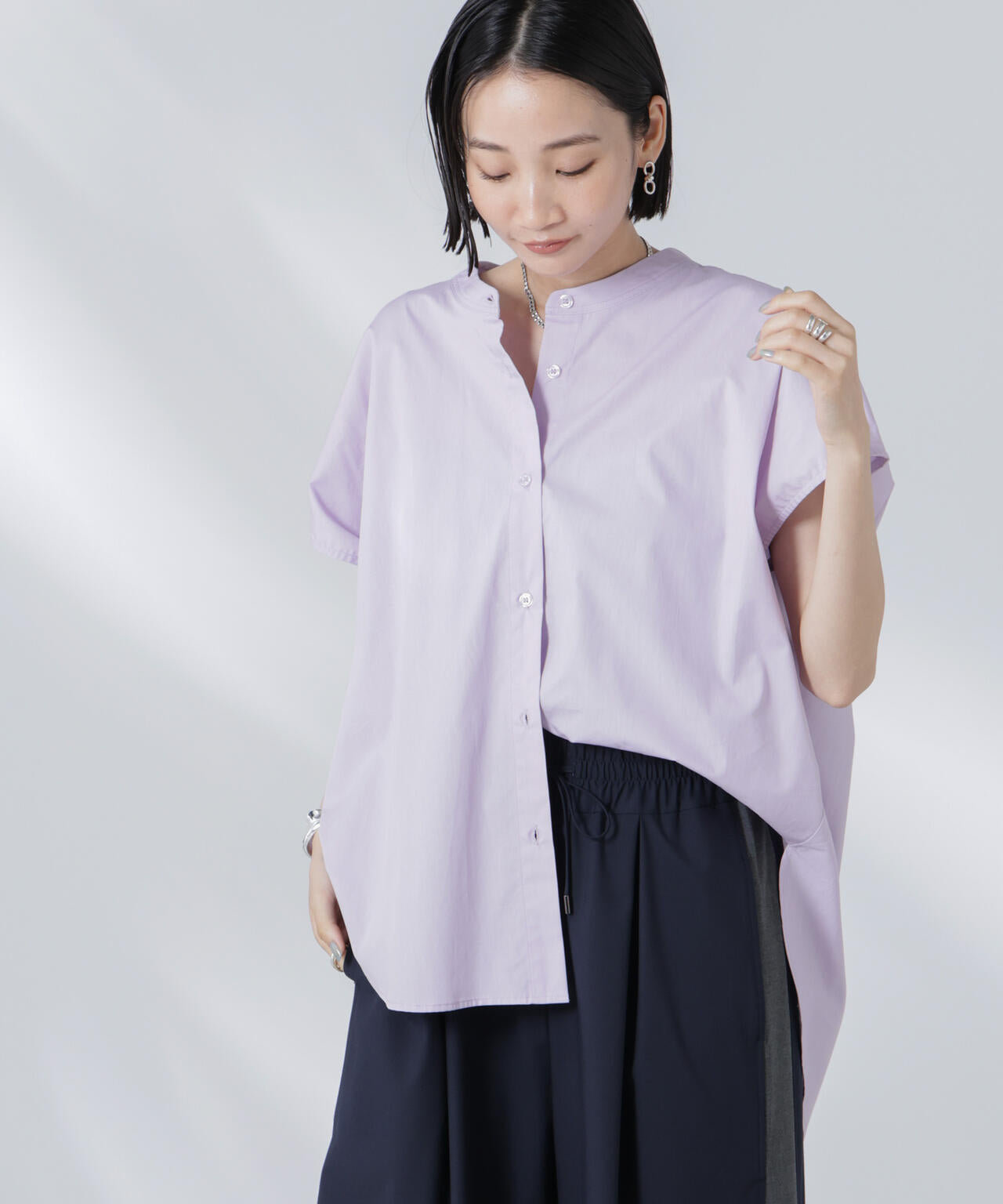 バックギャザーノースリーブブラウス