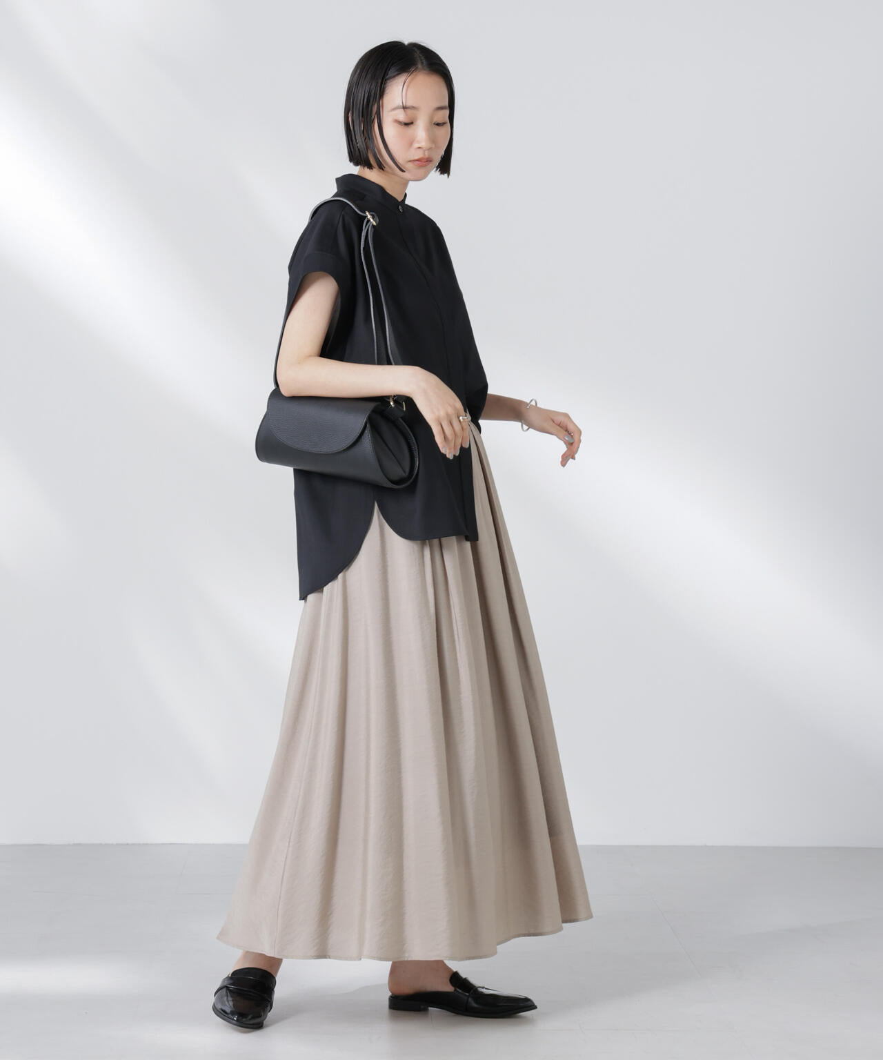 バンドカラーノースリーブシャツ(セットアップ可)