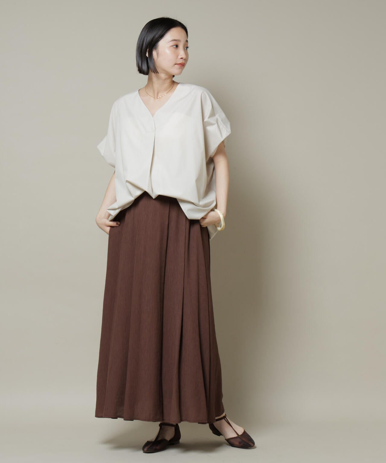 ドルマンワイドスキッパーブラウス