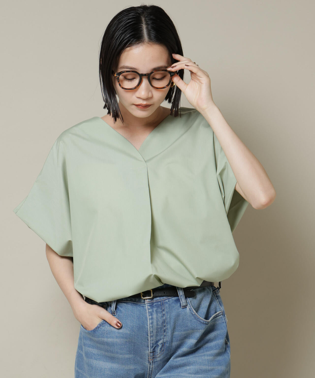 ドルマンワイドスキッパーブラウス