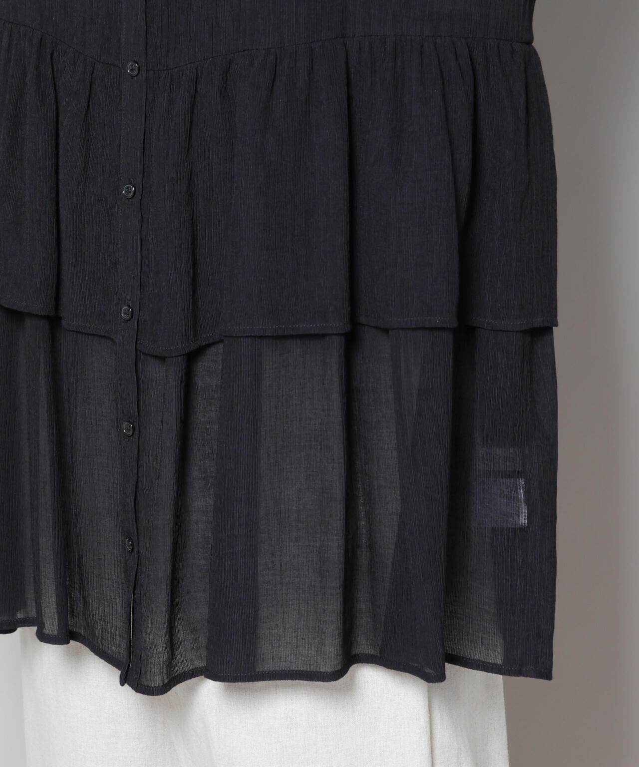 前後2wayシアー楊柳ノースリーブティアードブラウス