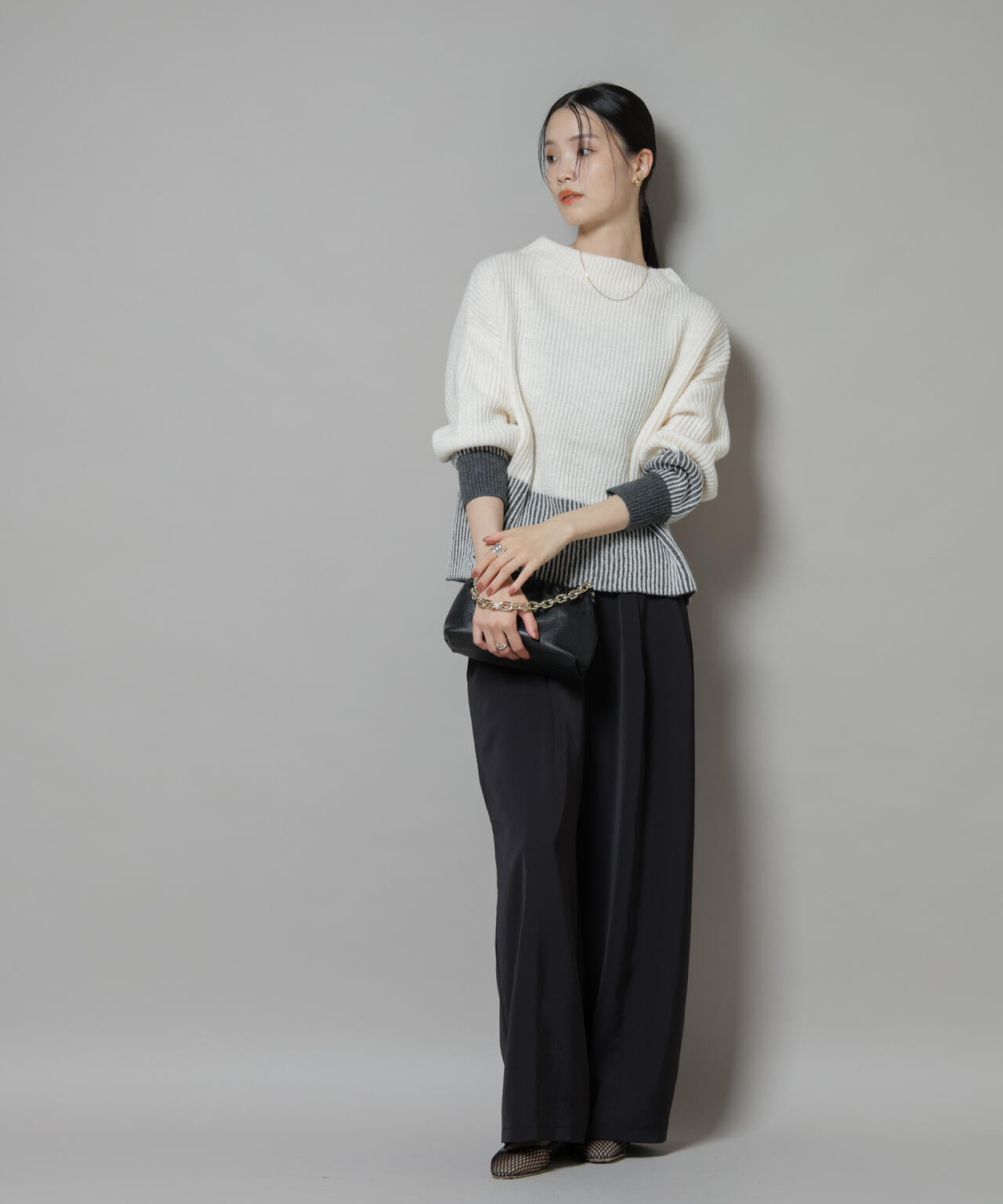 シャドーストライプニットプルオーバー