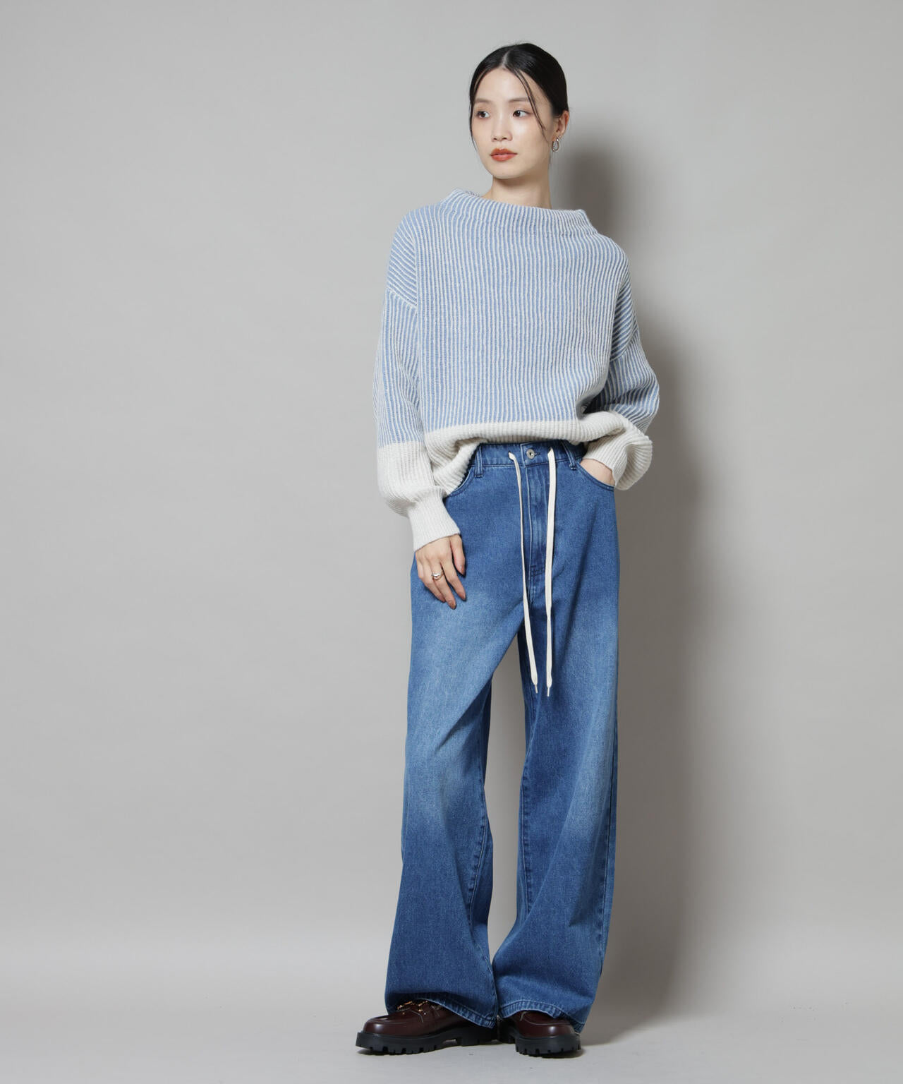 シャドーストライプニットプルオーバー