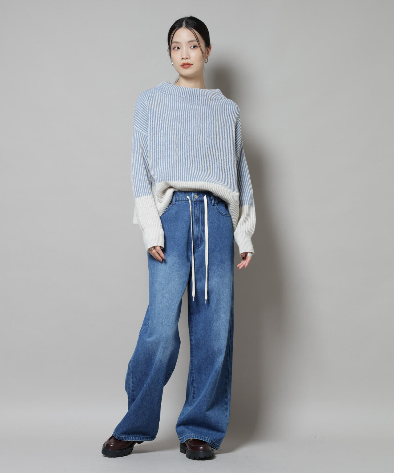 シャドーストライプニットプルオーバー