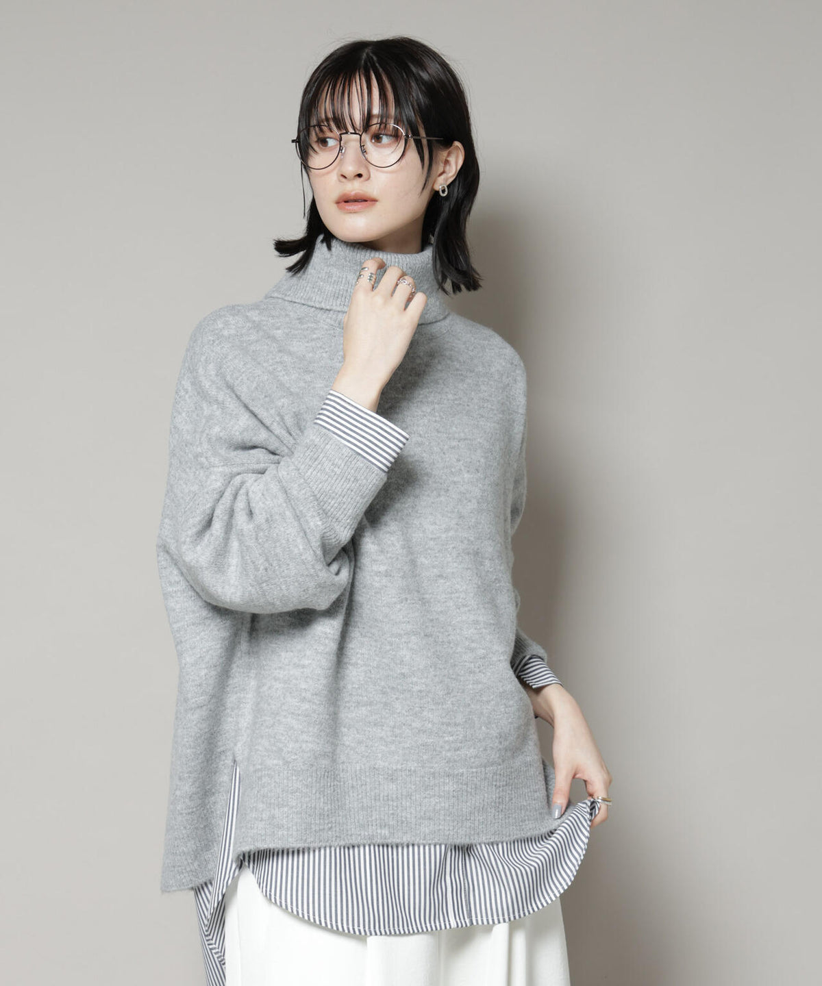 タートルワイドシルエット圧縮ニット