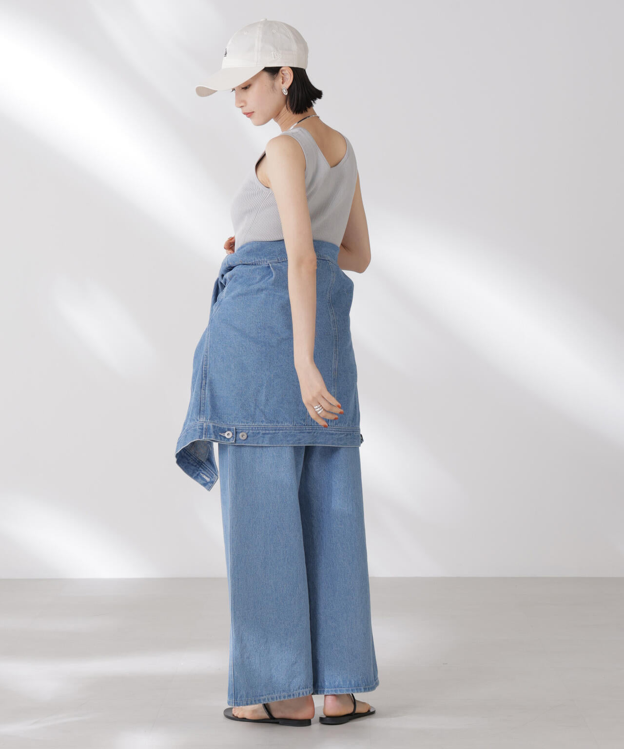 前後2wayスクエア&クルーネックリブニットタンクトップ