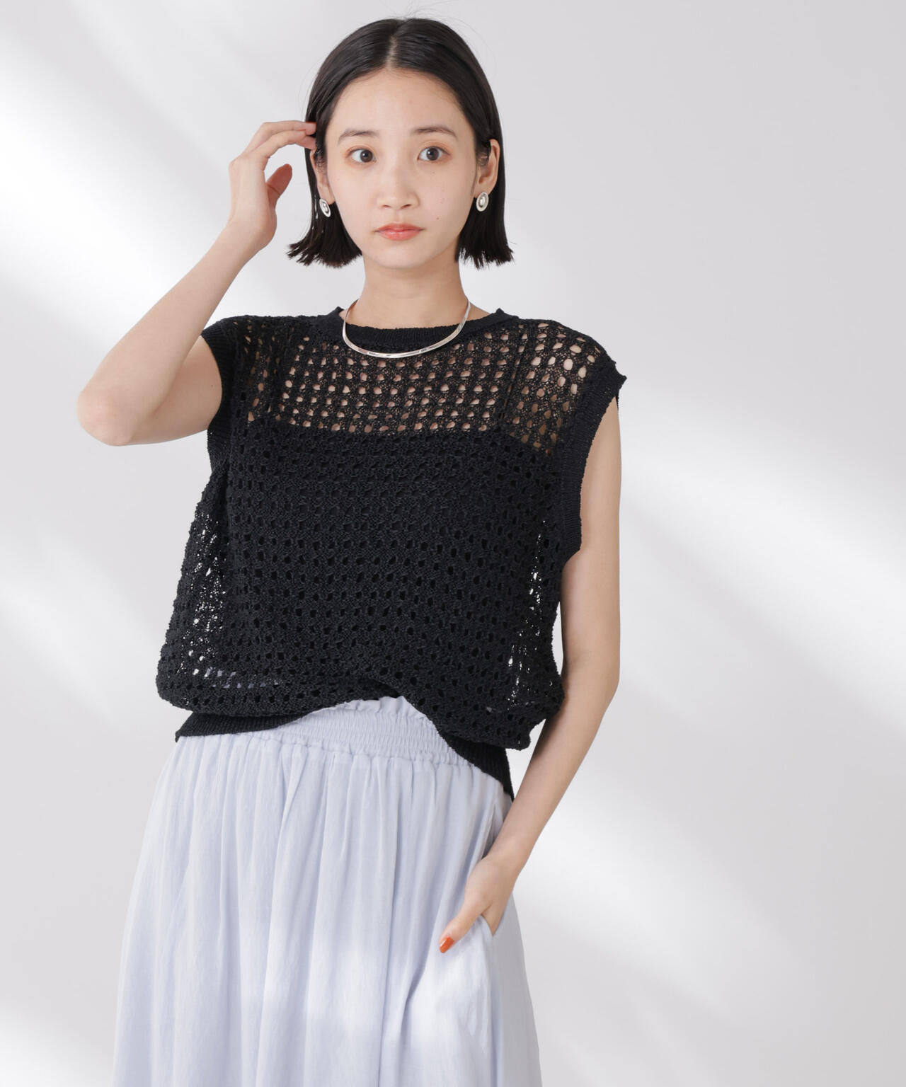 テープヤーンメッシュニットベスト
