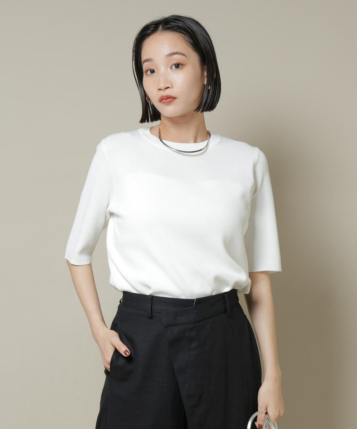 洗濯機洗い可UVカット接触冷感半袖ニット
