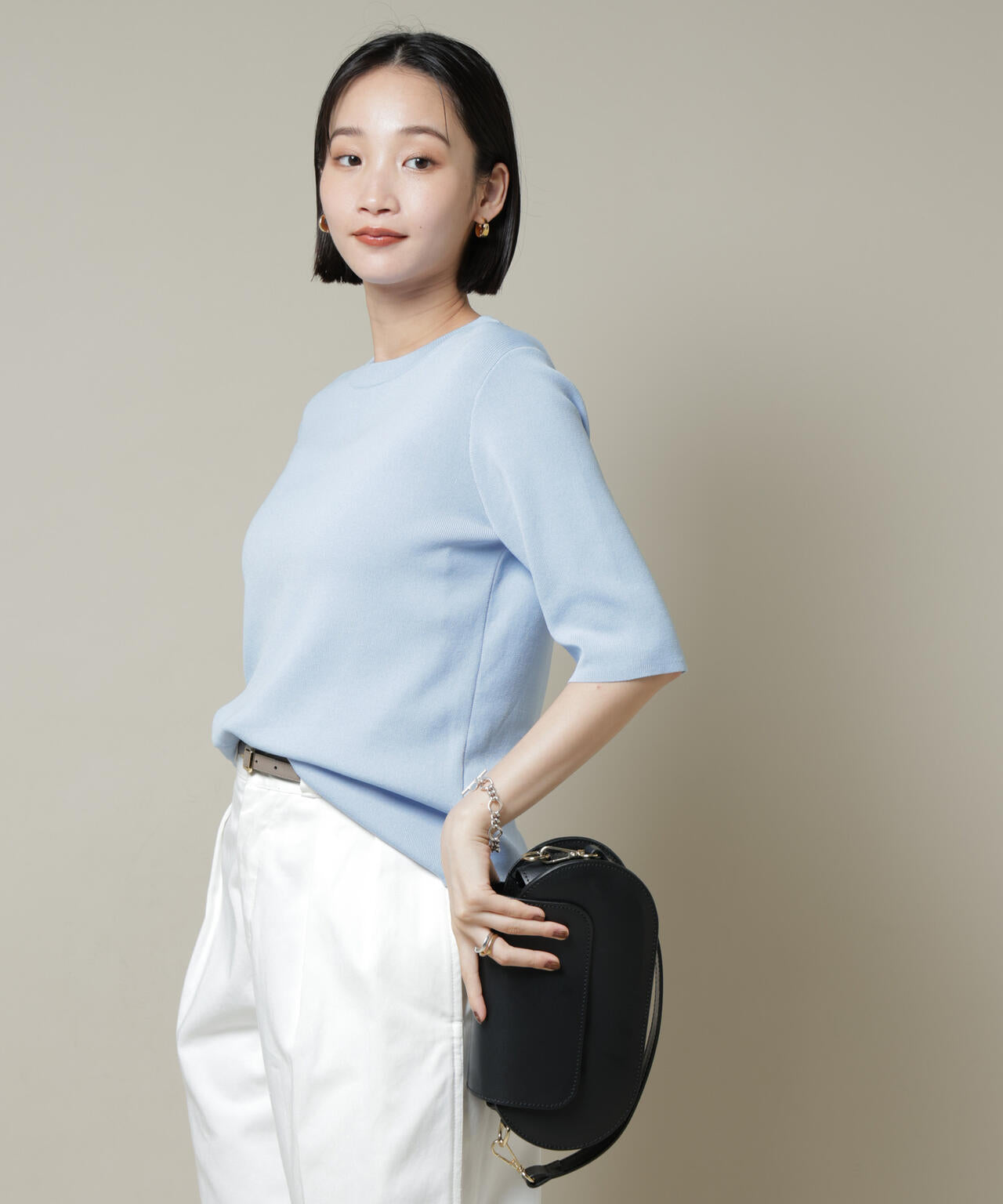 洗濯機洗い可UVカット接触冷感半袖ニット