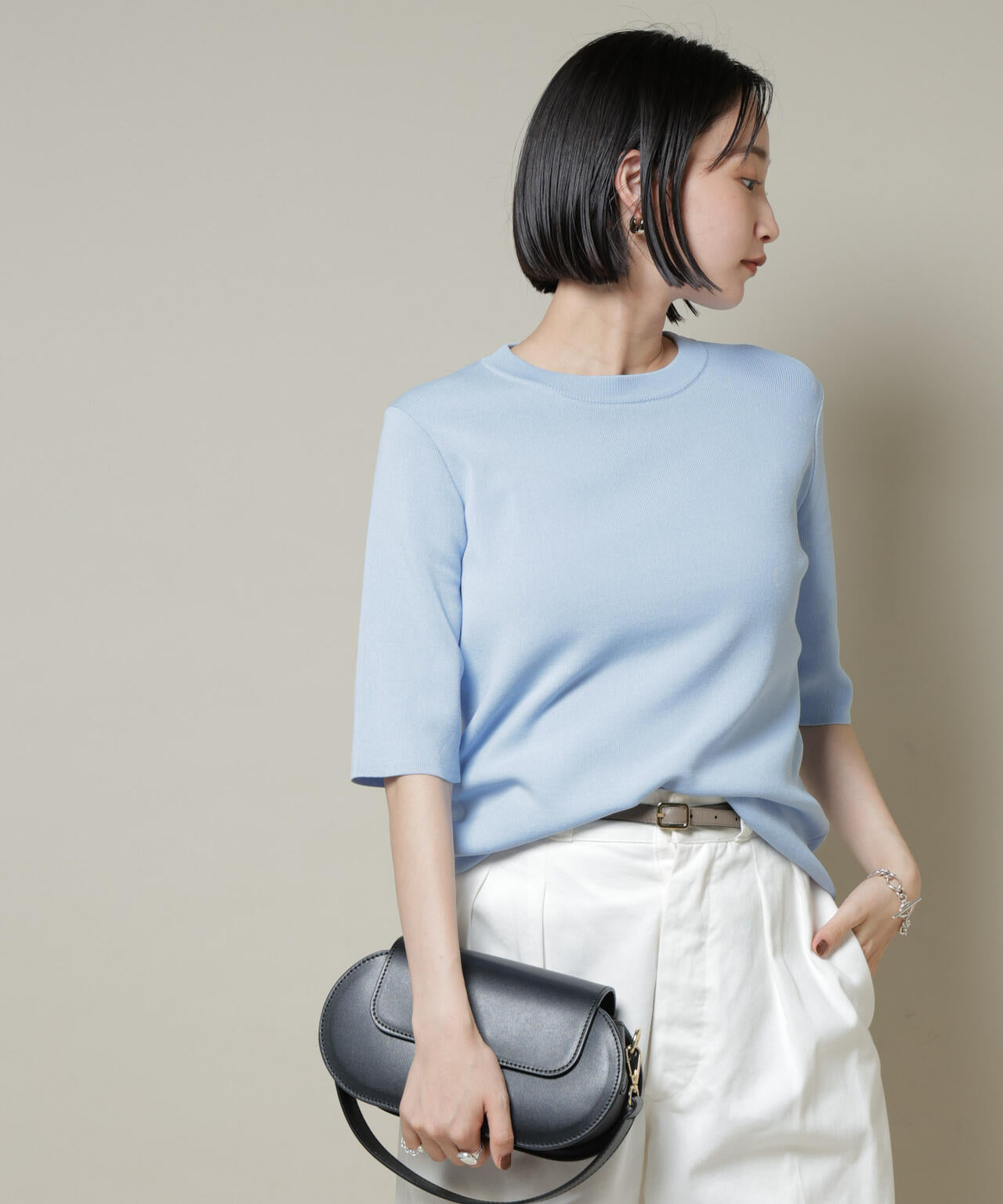 洗濯機洗い可UVカット接触冷感半袖ニット