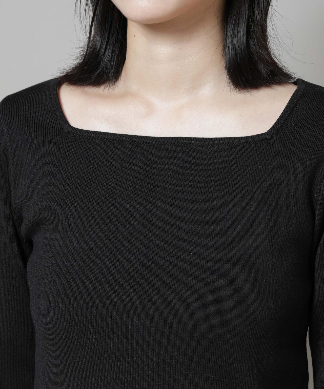 スクエア&ボートネック前後2wayニットプルオーバー