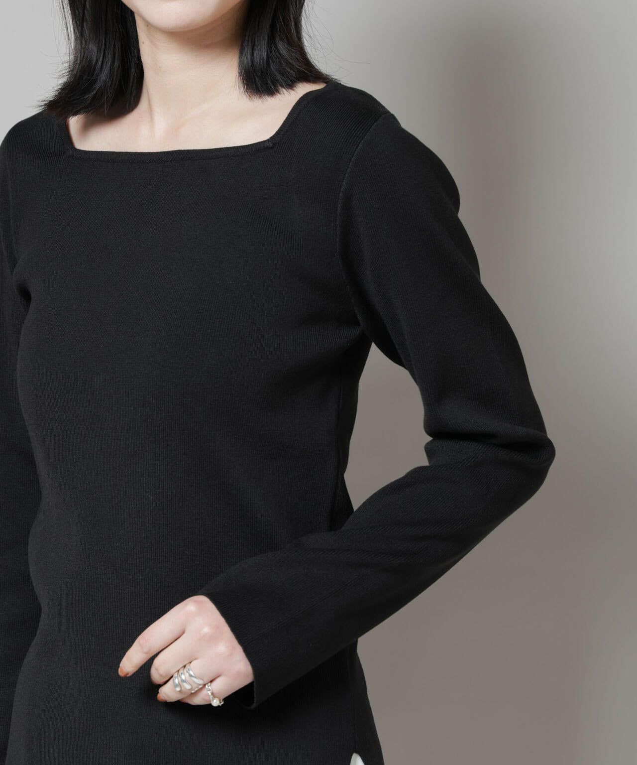 スクエア&ボートネック前後2wayニットプルオーバー