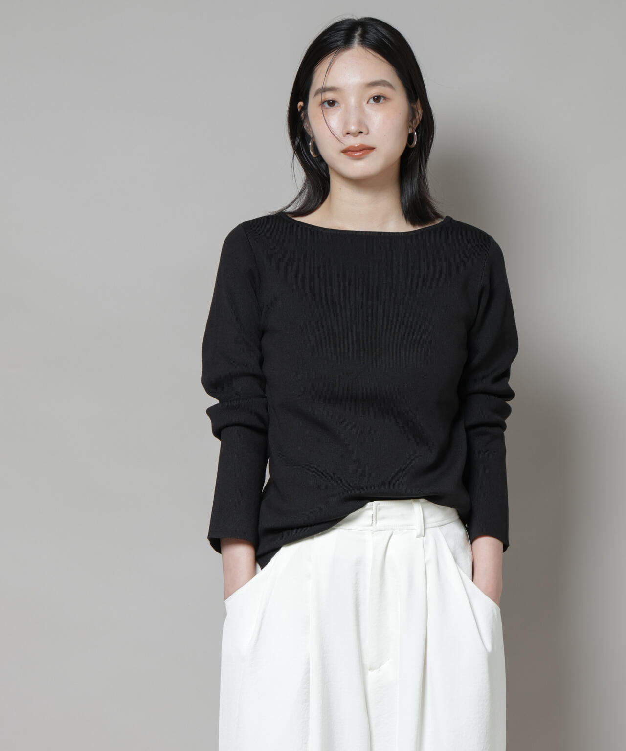 スクエア&ボートネック前後2wayニットプルオーバー