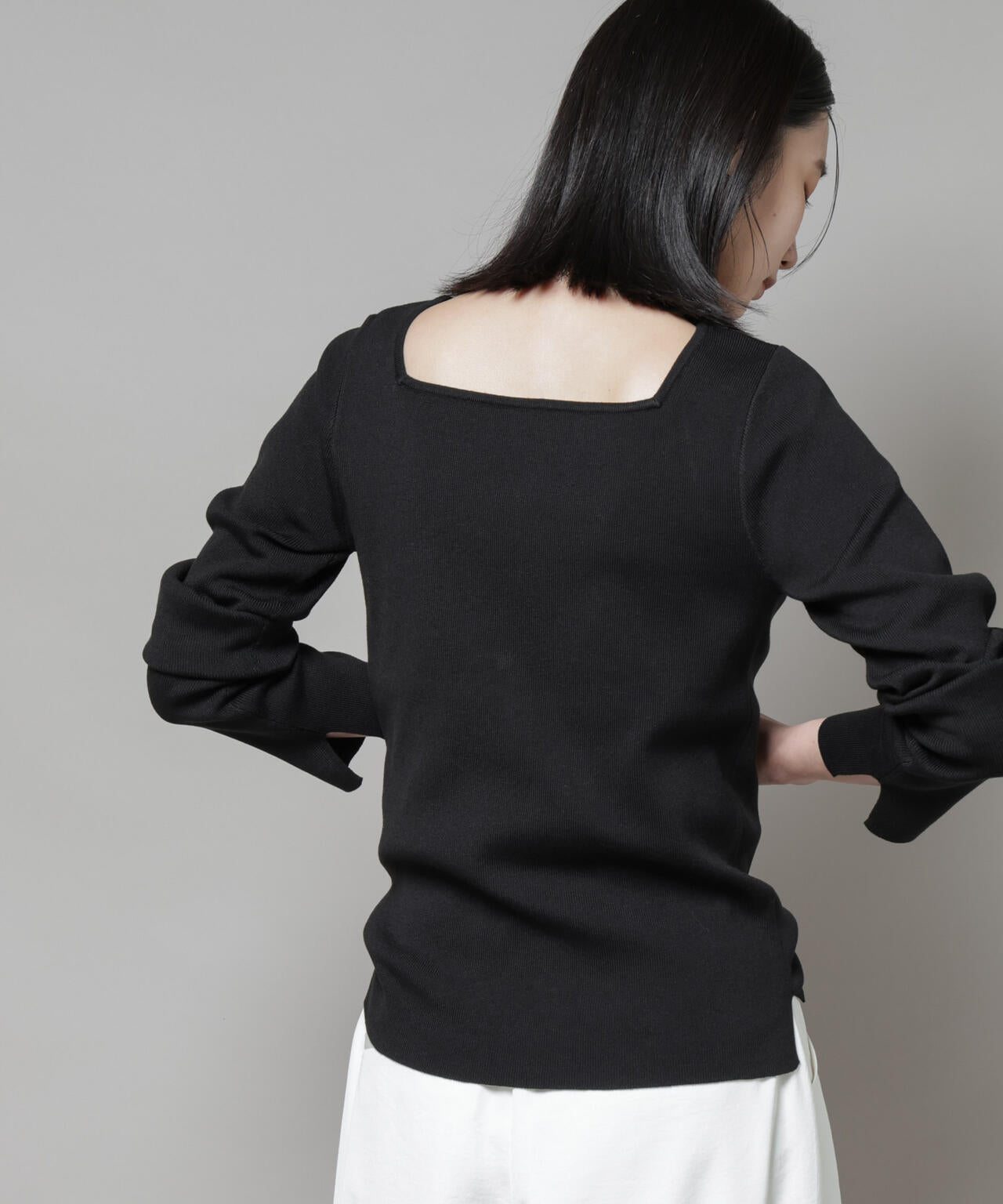 スクエア&ボートネック前後2wayニットプルオーバー