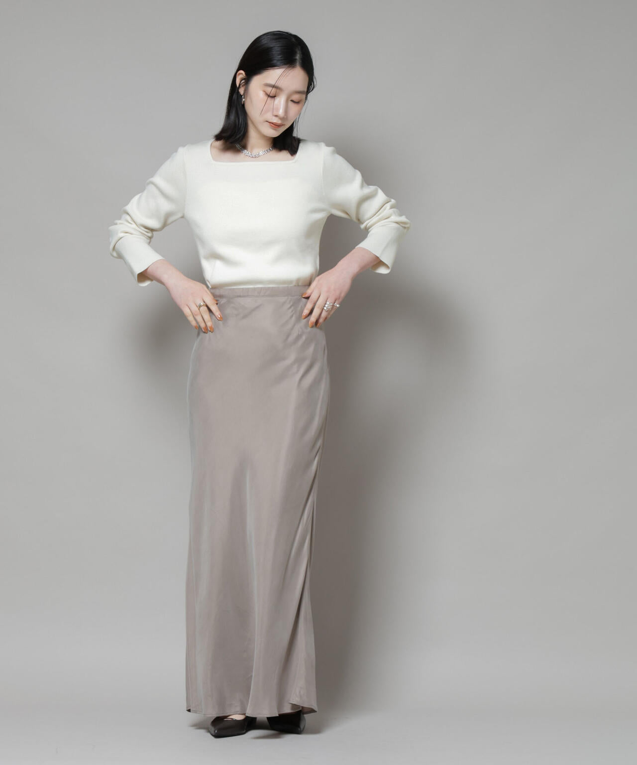 スクエア&ボートネック前後2wayニットプルオーバー