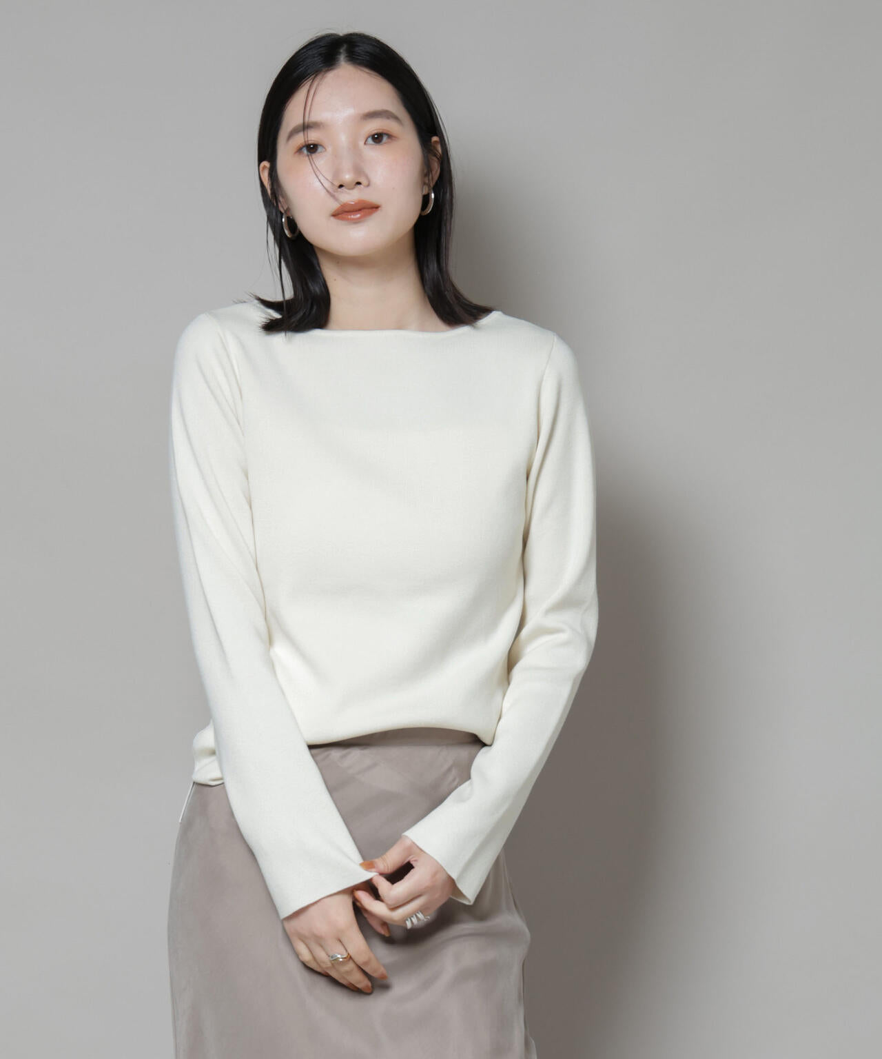 スクエア&ボートネック前後2wayニットプルオーバー