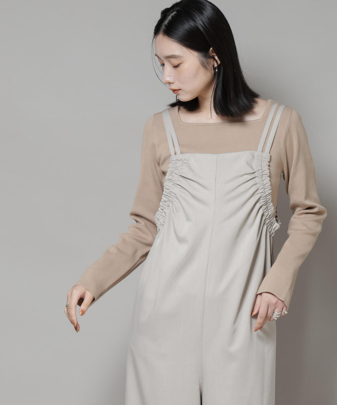 スクエア&ボートネック前後2wayニットプルオーバー