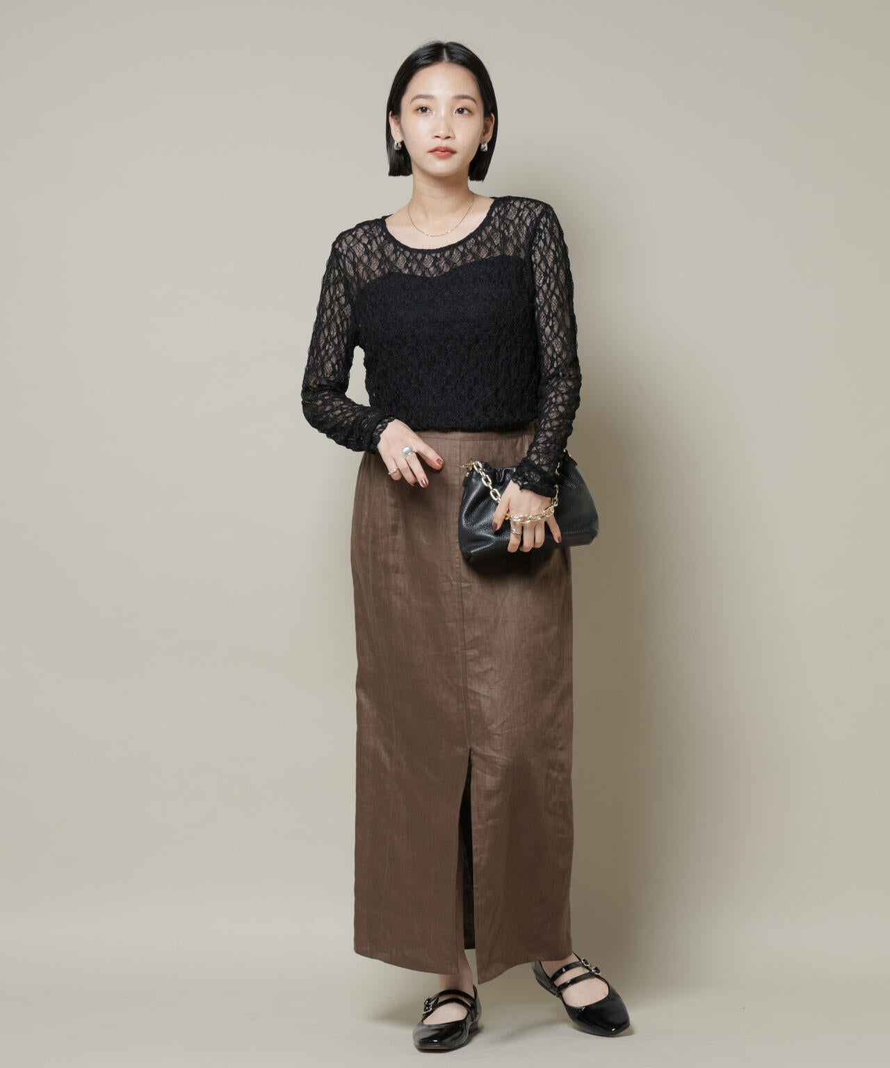 シアーレースロングスリーブトップス(セットアップ可)