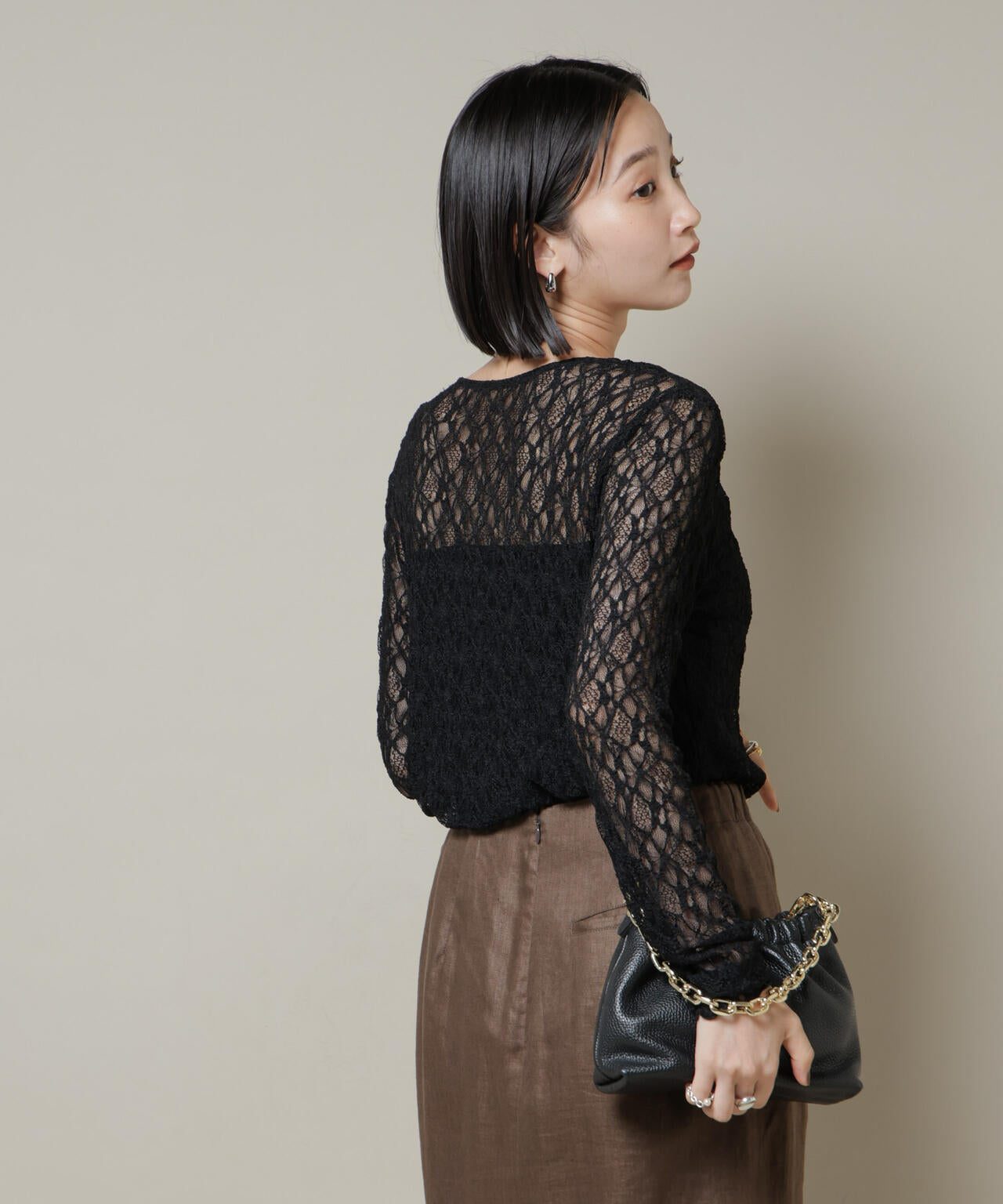 シアーレースロングスリーブトップス(セットアップ可)