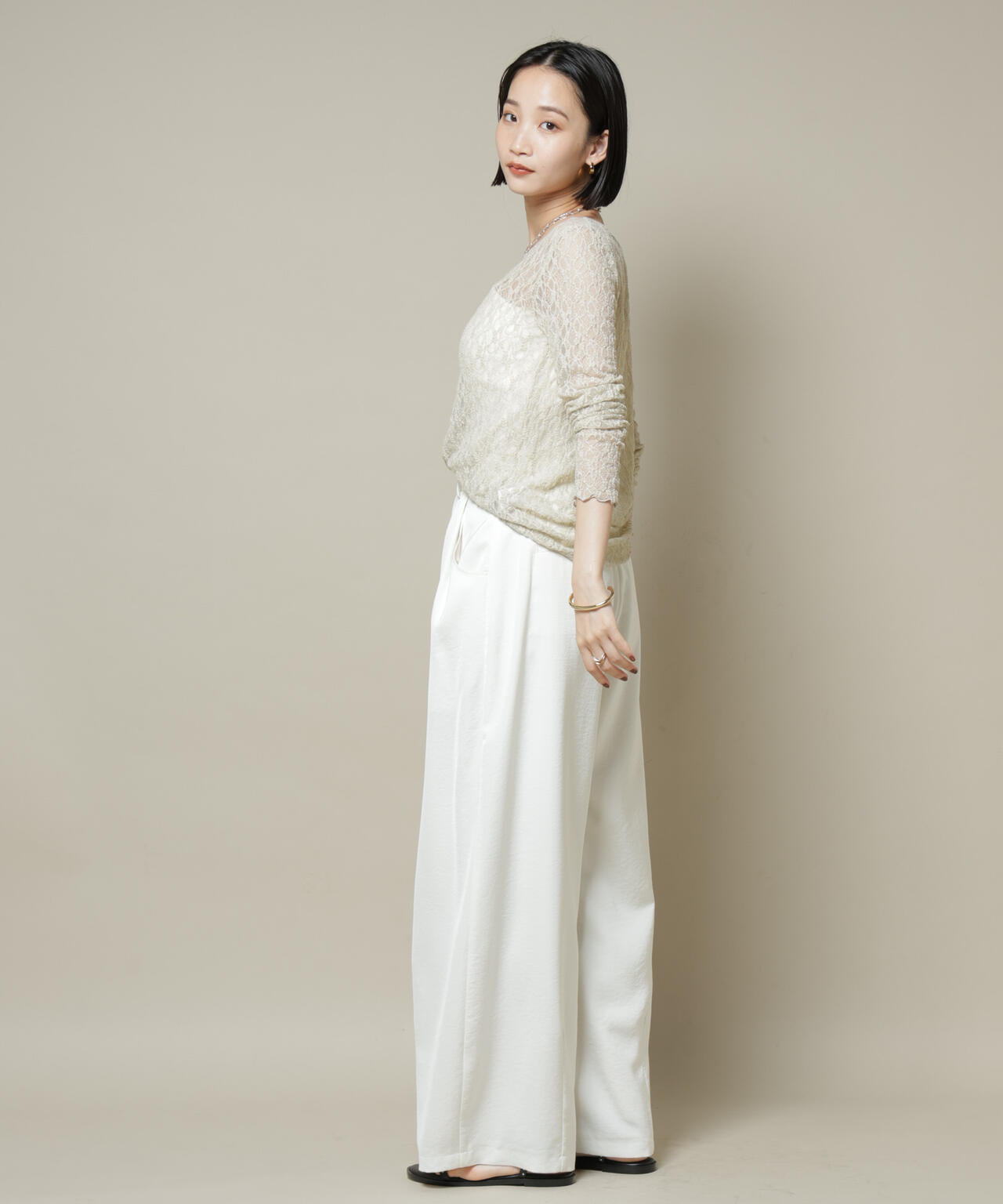 シアーレースロングスリーブトップス(セットアップ可)