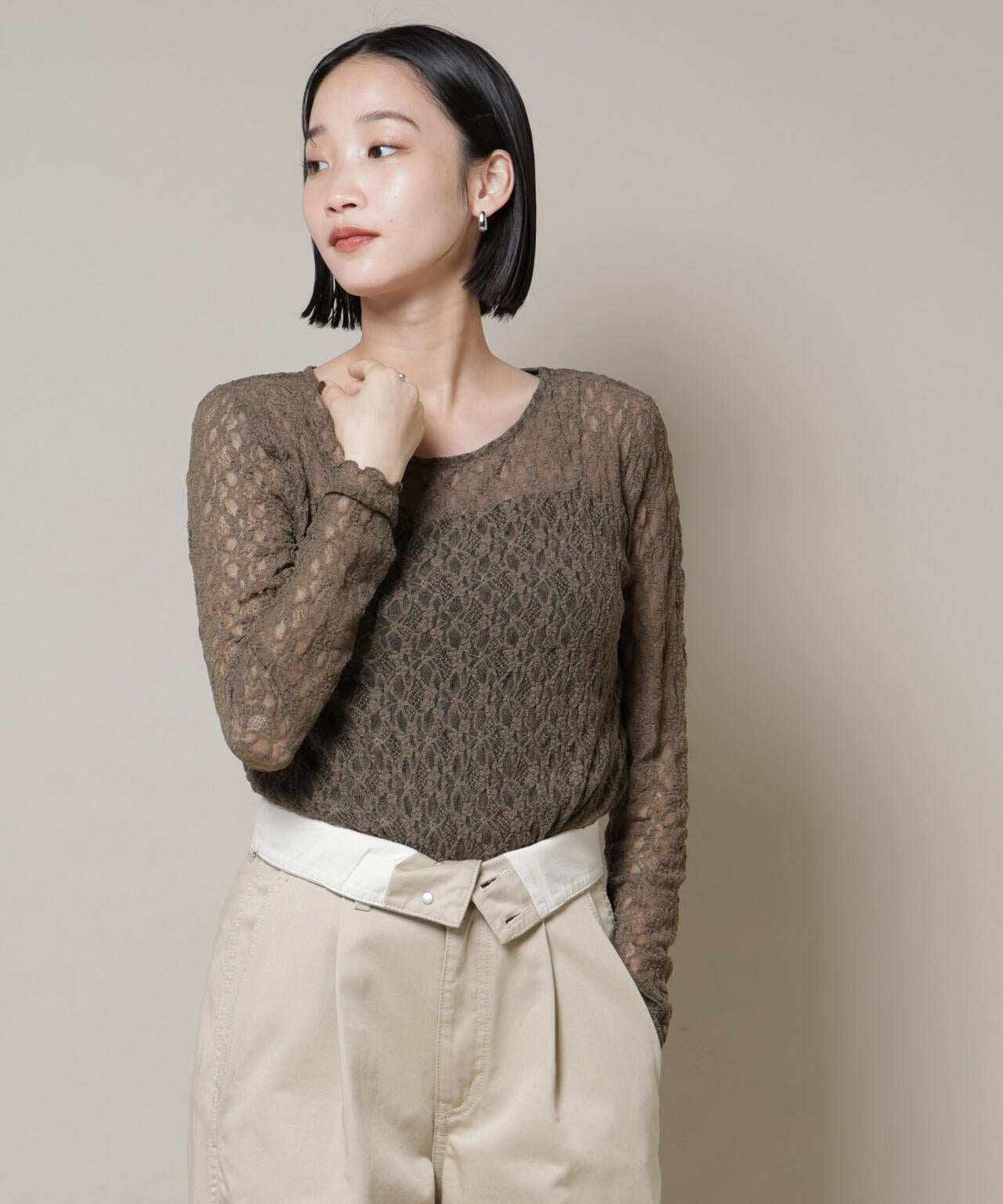 シアーレースロングスリーブトップス(セットアップ可)