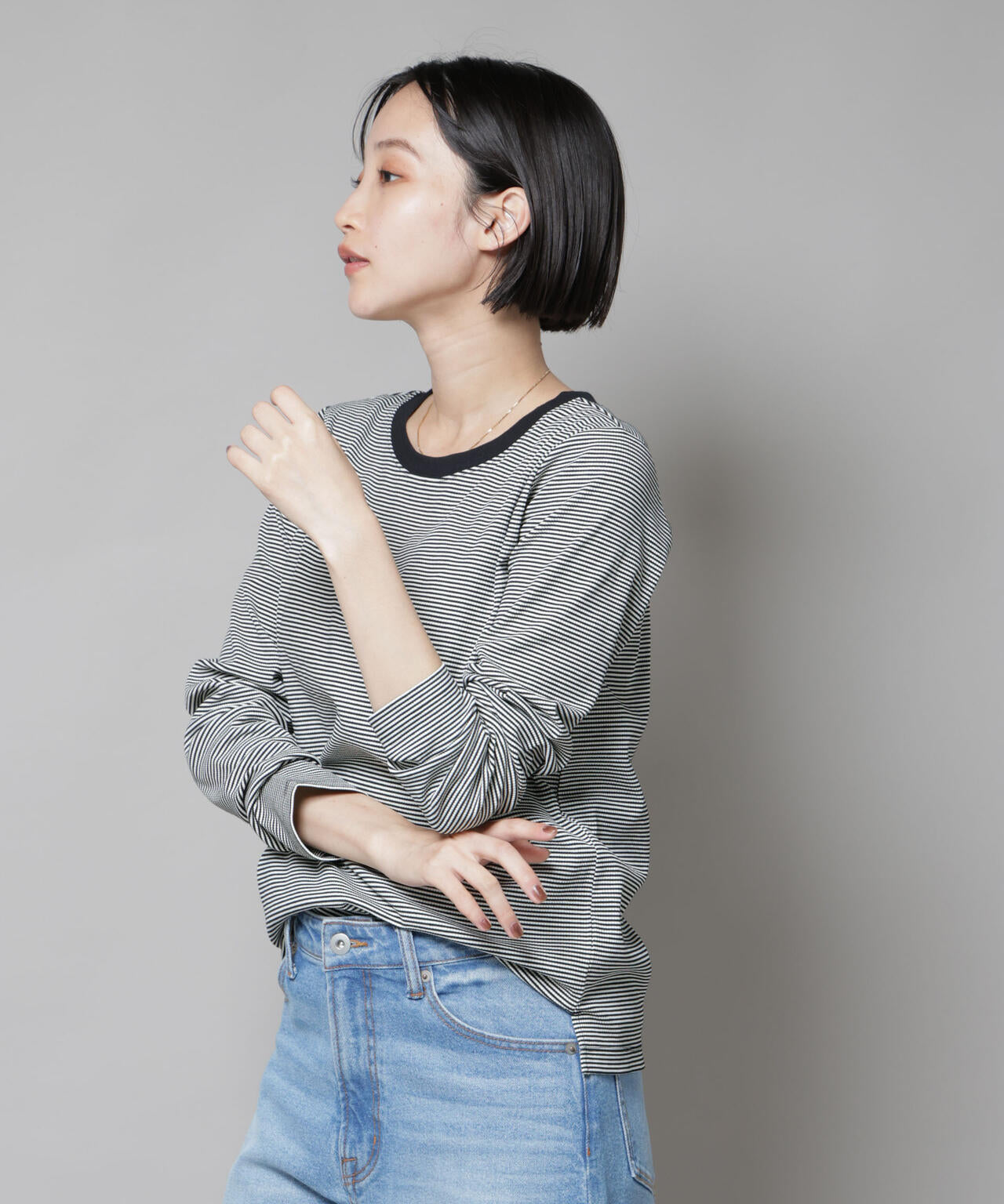 ミジンボーダーロングスリーブTシャツ