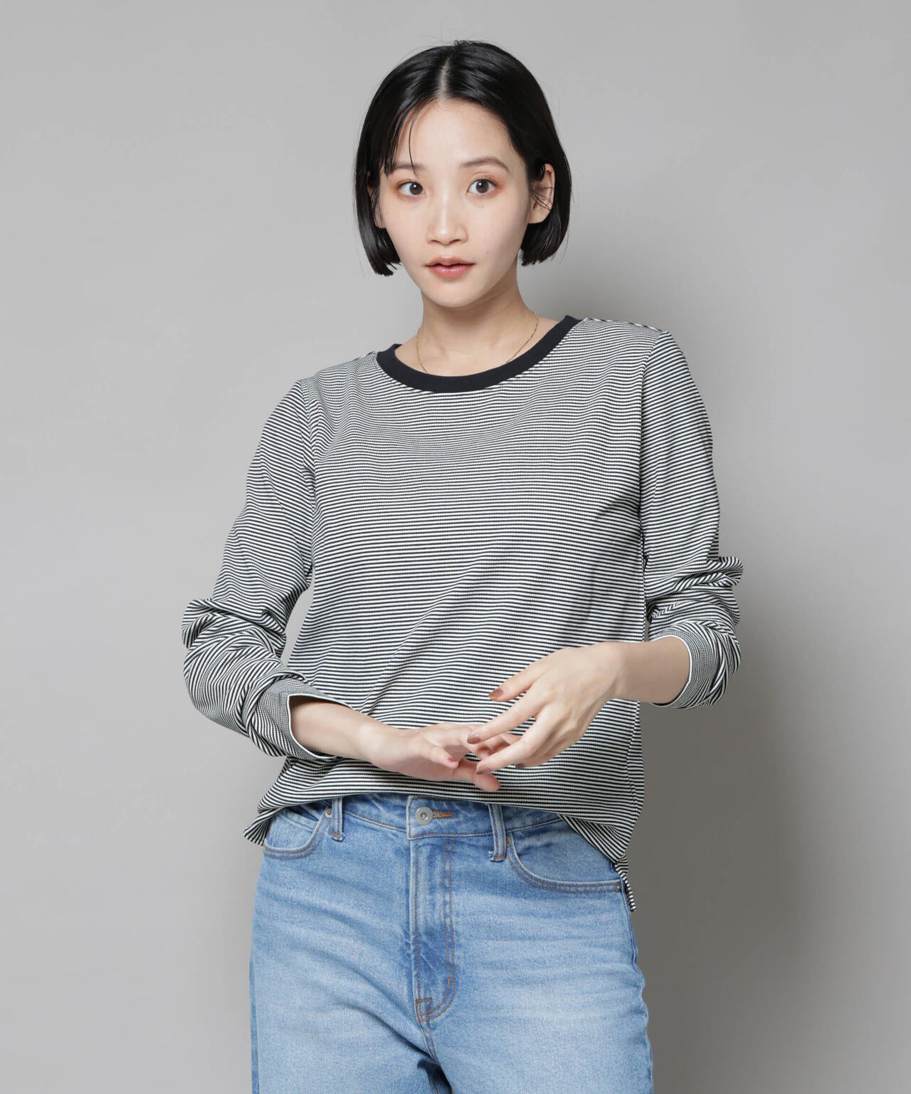 ミジンボーダーロングスリーブTシャツ