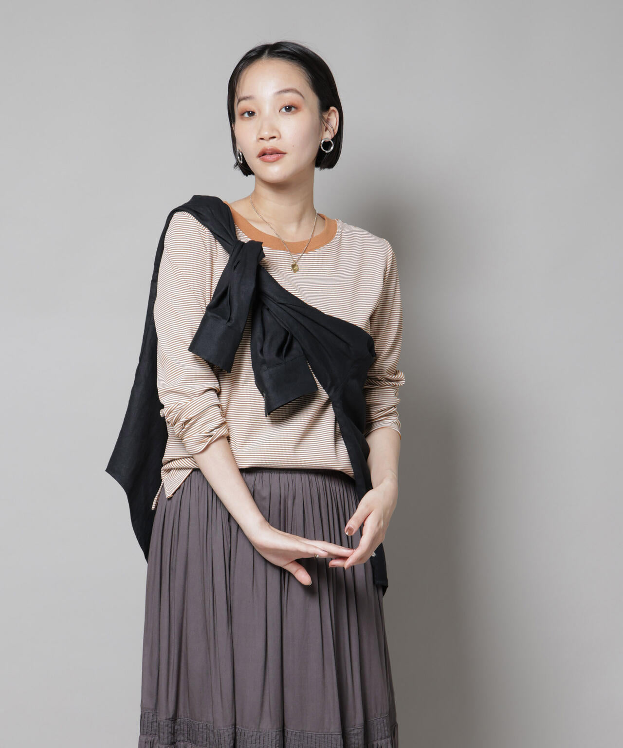 ミジンボーダーロングスリーブTシャツ