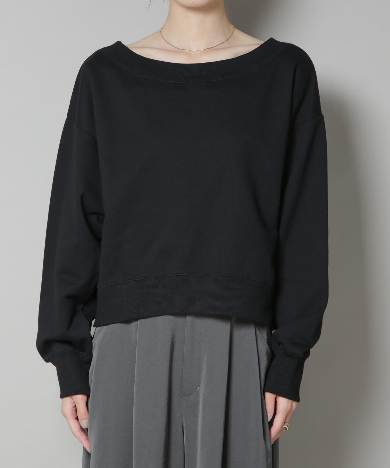 ワイドボートネックスウェットトップス