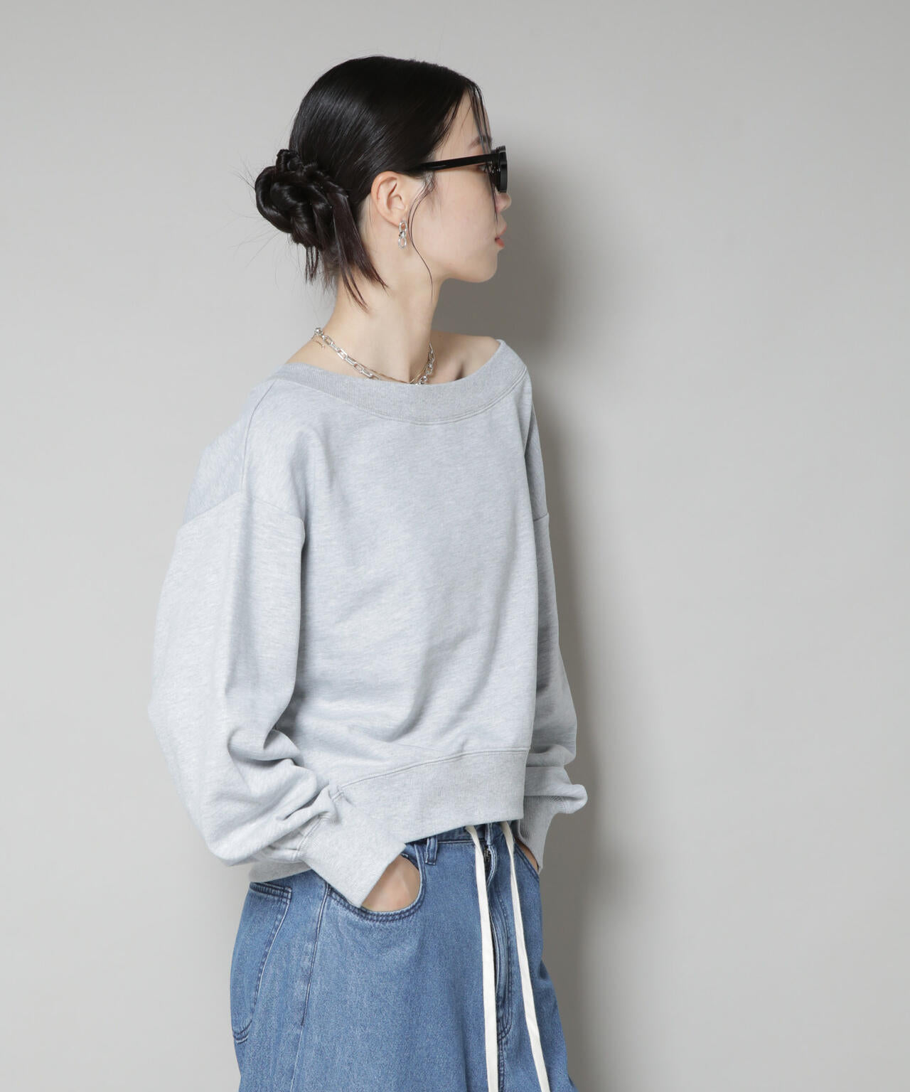 ワイドボートネックスウェットトップス