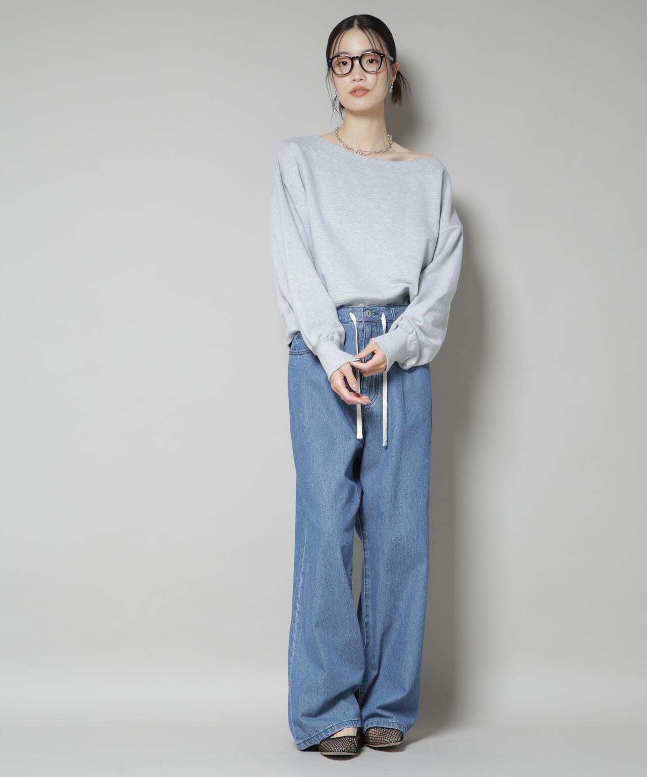 ワイドボートネックスウェットトップス