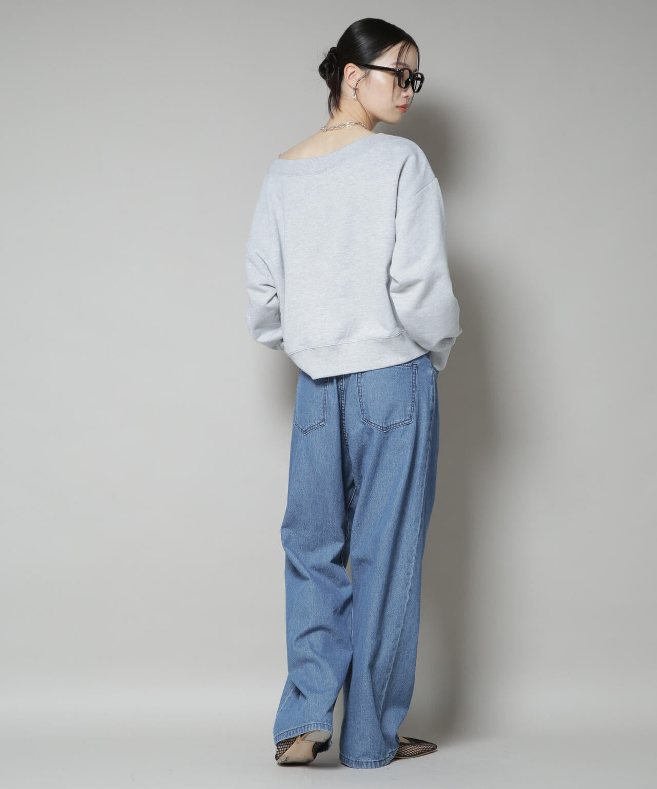 ワイドボートネックスウェットトップス